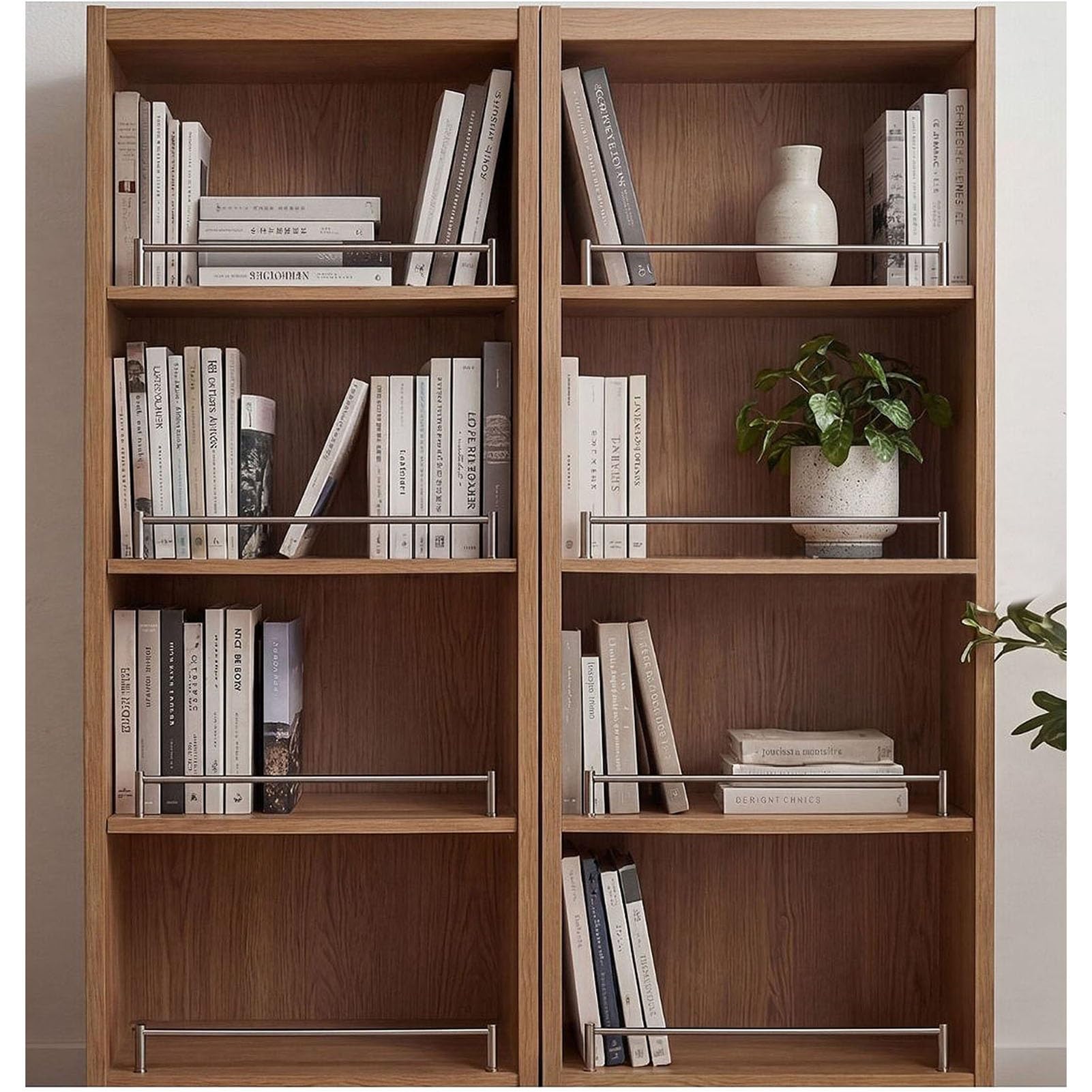 Generisch Edelstahl-Metall-Regalgeländer-Set – 2-teilig, 58 cm (23 Zoll) dekoratives Geländer für Bücherregale, Küchenschränke und Badezimmerregale – verhindert das Herunterfallen von Gegenständen