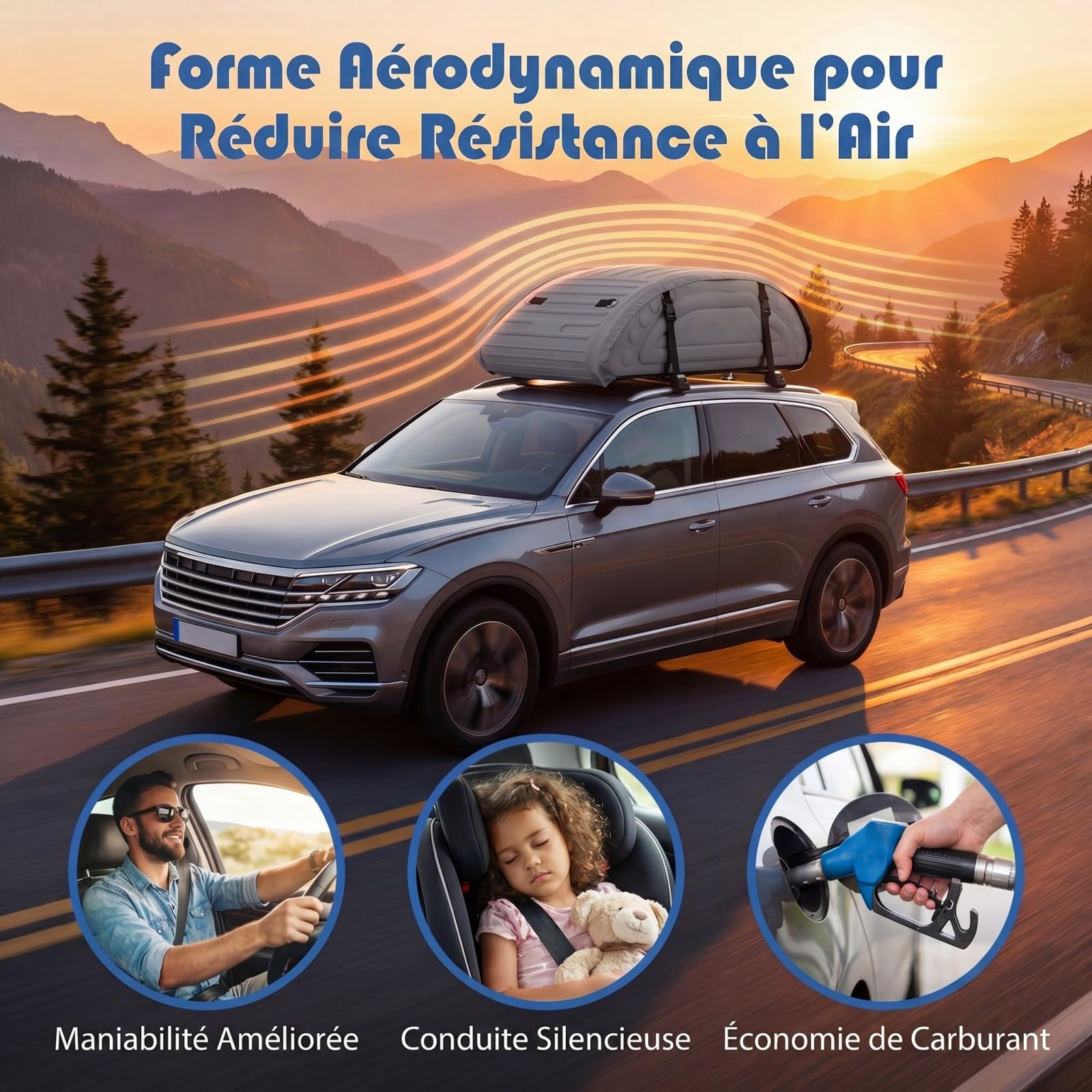 SOARS Coffre de Toit Voiture Pliable, Porte-Bagage Imperméable en PE Mousse 400 L, Coffre de Toit Souple avec 4 Sangles, Sac de Transport, pour Camionnettes, SUV, Camping-Car, 115 X 60 X 35 CM (Gris)
