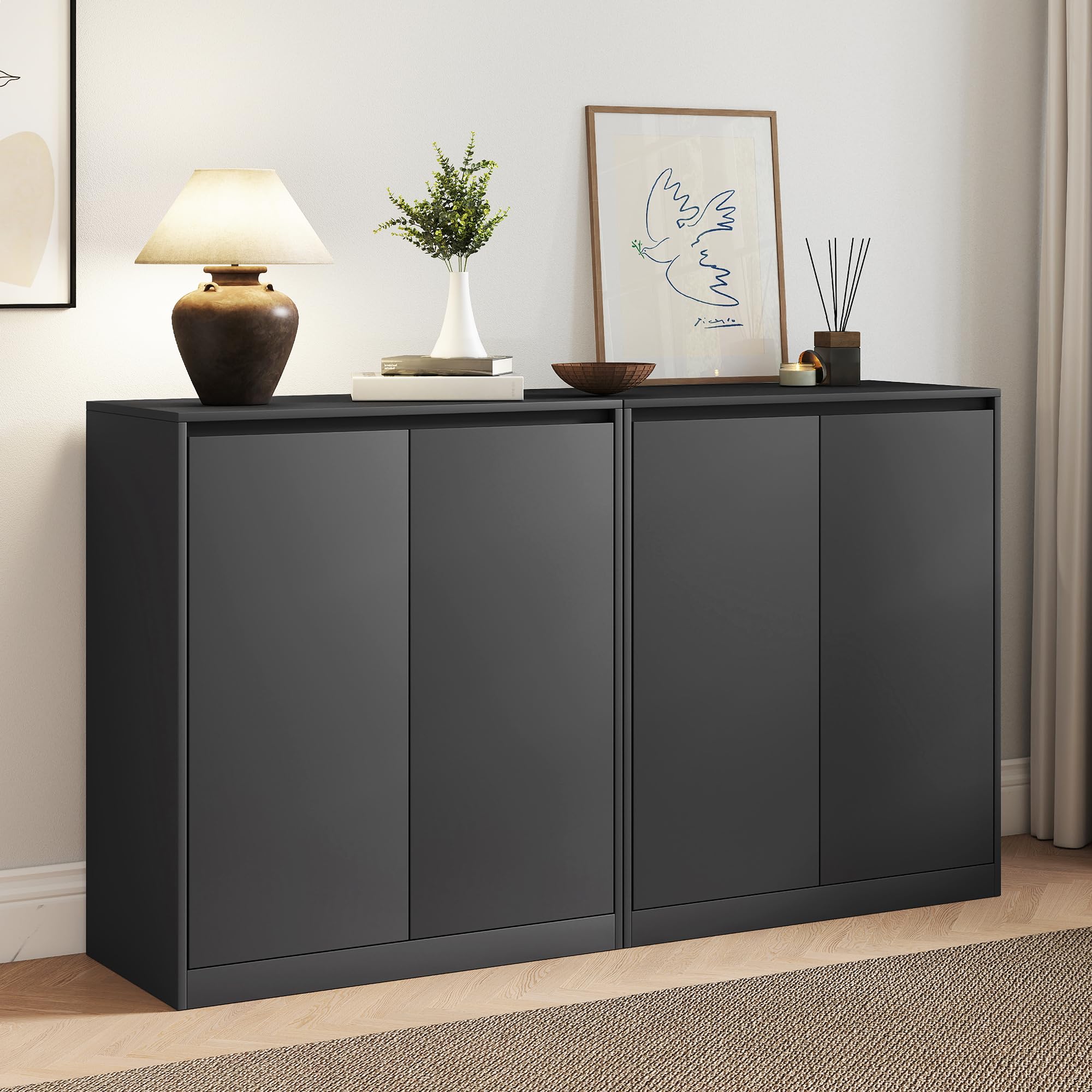 AMERLIFE 63" W DIY Modular Storage Cabinet, 2-Piece 2-Door Cabinet