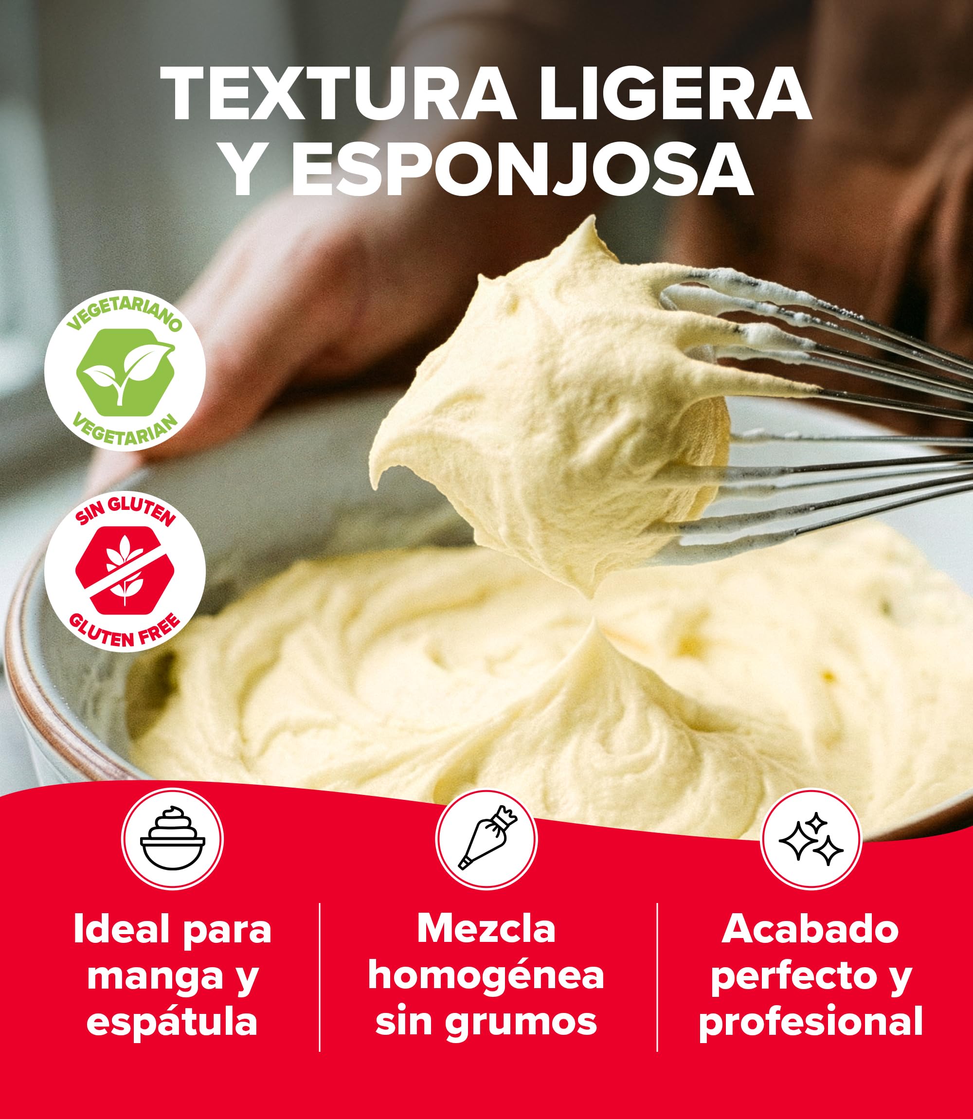 dekora Preparado en polvo para crema sabor vainilla Frosting Buttercream 300 g sin gluten