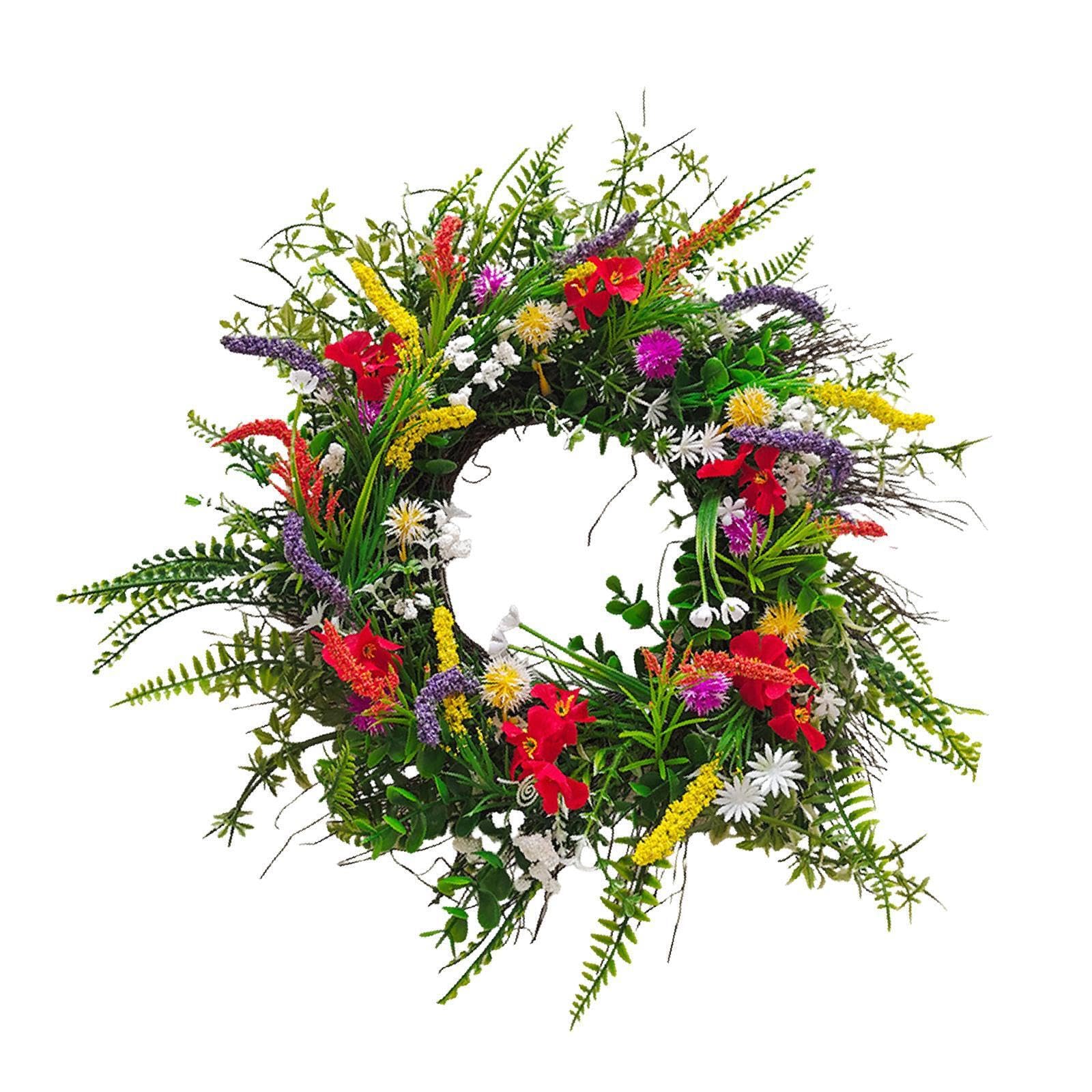CYDZSRA Vibrant Front Door Wreath Injecting Energy With Striking Spring And Summer Flower Wreath Front Doors Welcoming Guests Artificial Wildflower Hanging