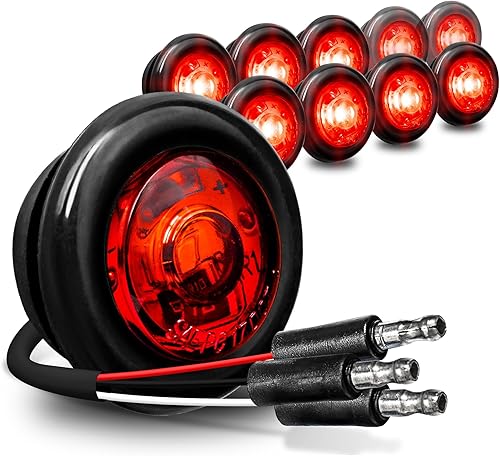 Miniatura 1 de 10 luces LED redondas de 34 pulgadas para remolque rojo 3 cablesluces traseras de freno de giro DOT FMVSS 108 SAE P2PC salida semiesférica IP67