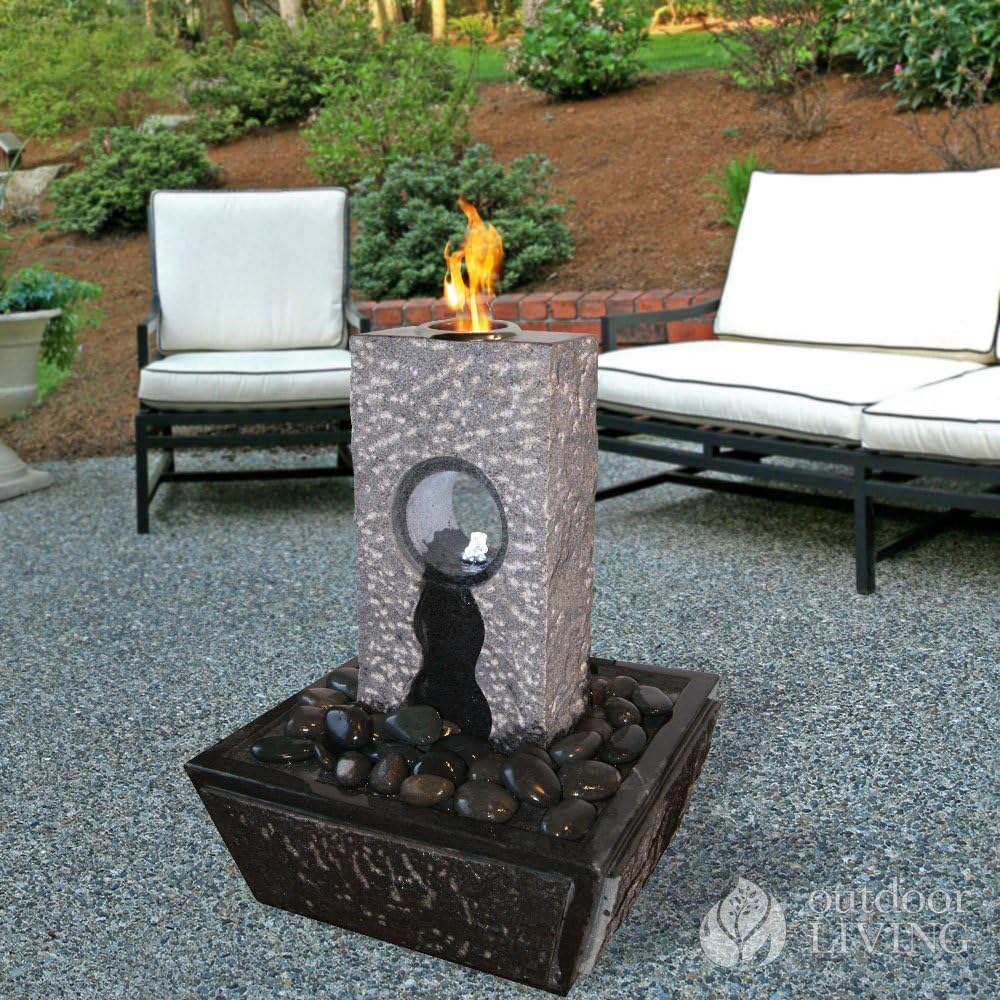 Alpine Granite Fountain with Firepot Free Standing