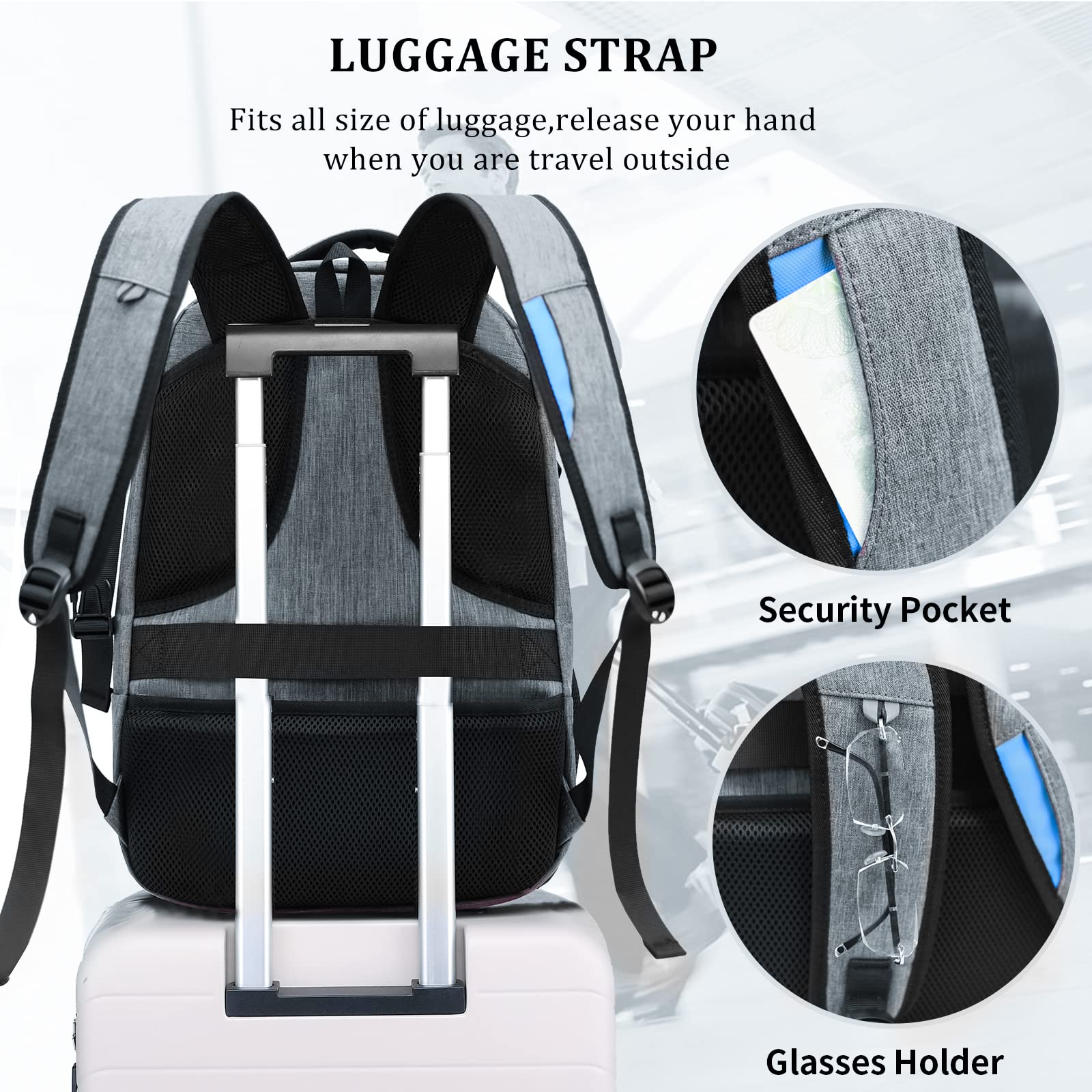 DUSLANG Zaino Uomo Zaini per PC Portatile, 15.6 Pollici Zaino Porta PC con Caricatore USB zaino da lavoro, Impermeabile Zaini per Laptop, Computer, Notebook, Viaggio Regalo Uomo & Donna