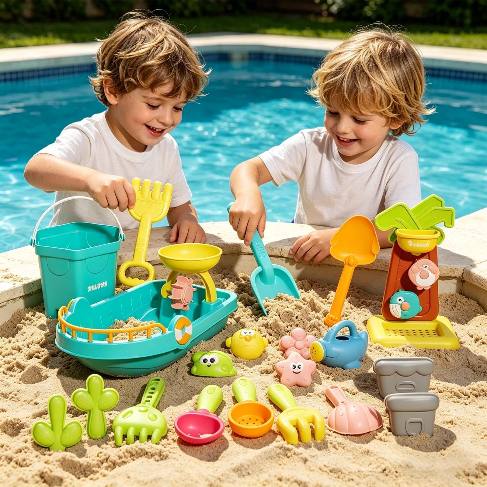 Giochi Di Sabbia Per Bambini All'Aperto venticinque pezzi di divertente | Giocattoli di Sabbia per Spiaggia Per Esterno, All'Aperto, Piscina, Acqua, Nuoto, Immersioni, Vacanze