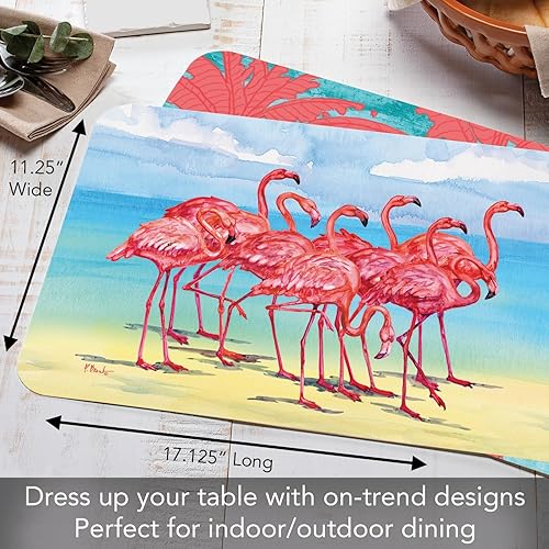 Miniatura 6 de CounterArt Flamingo Horizon - Juego de 4 manteles individuales reversibles de plástico flexible de fácil cuidado, fabricados en los Estados Unidos,