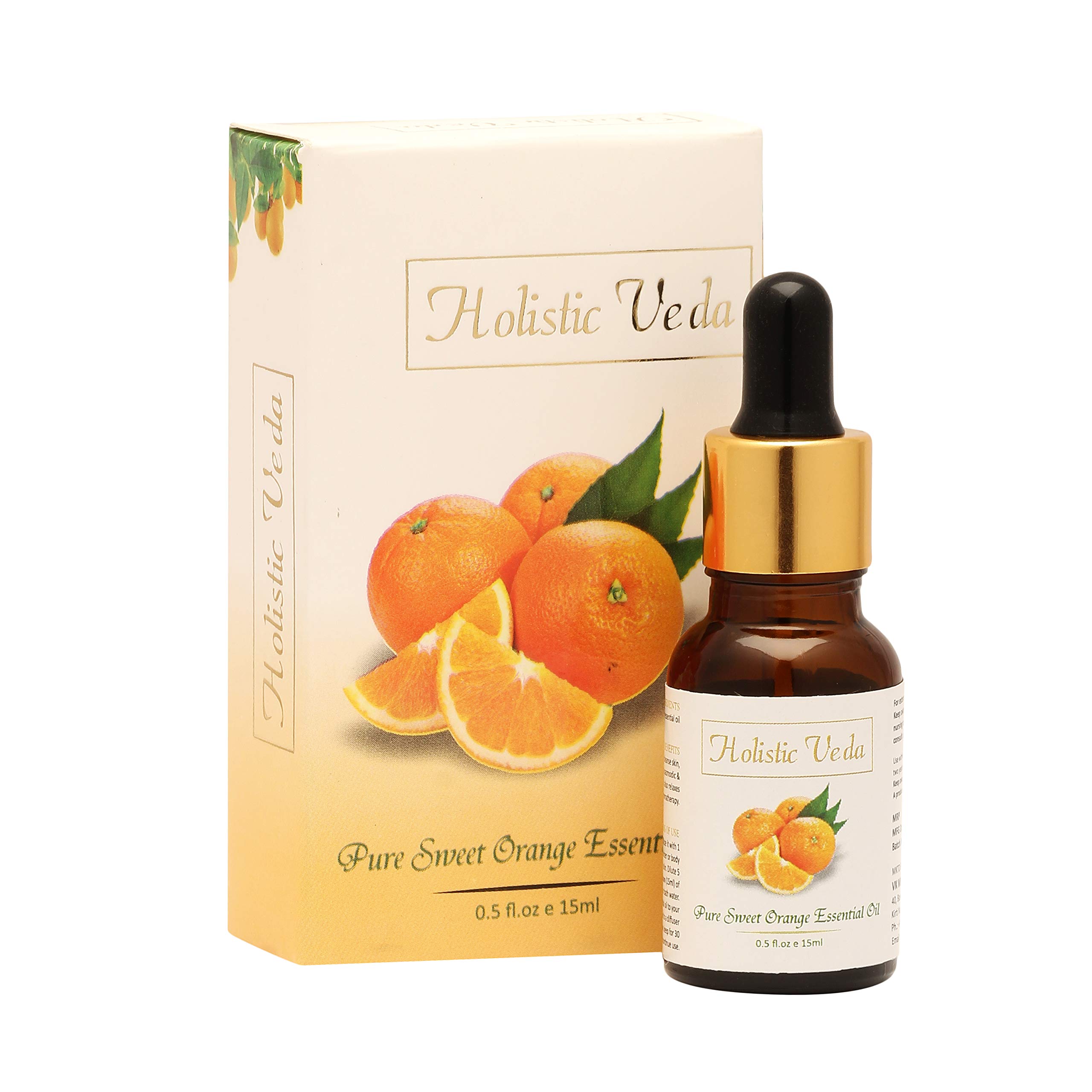 HOLISTIC VEDA Pure Sweet Orange Essential Oil Steam Distilled Natural and Pure (15 Ml) NP-01