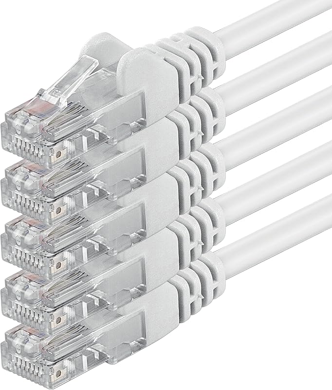 1aTTack.de 1m - weiß - 5 Stück - (PACK) - CAT.6 CAT6 Ethernet-Lan-Netzwerk-Kabel 1000 Mbit/s Patchkabel