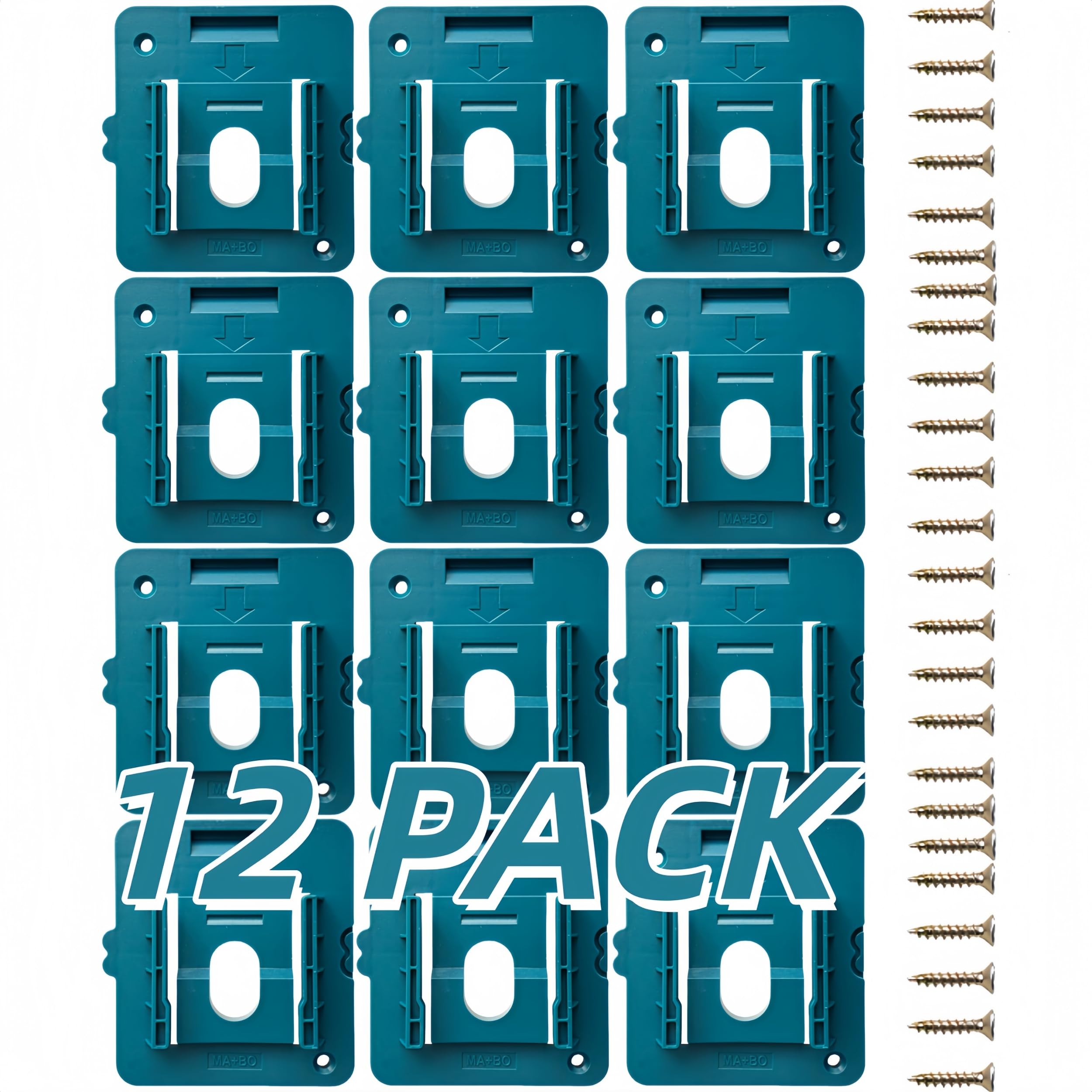 Lot de 12 supports de batterie compatibles avec Makita 18 V pour BL1860, BL1850, BL1840, BL1830 (avec 20 vis, pas de batterie)