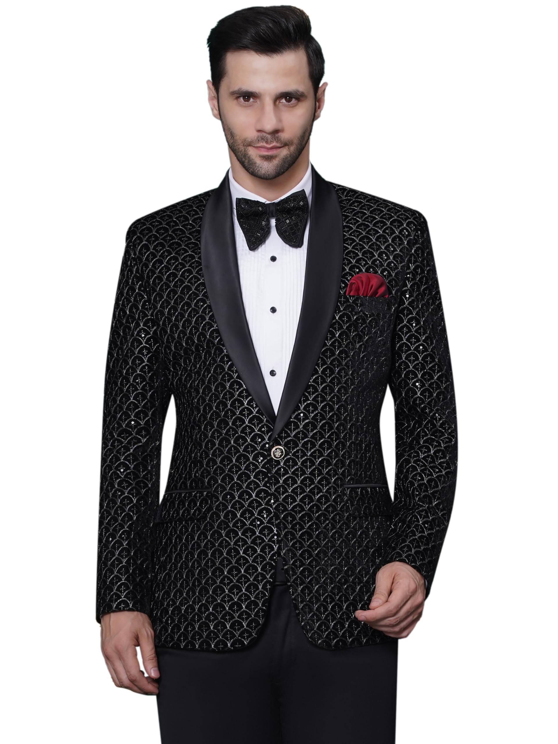 Wedding Sequence Blazer Suit for Men | Embroidered Velvet Blazer | Relaxed Fit Blazer for Men Wedding Party | Ethnic Wear Blazer for Men | Blazer Suit for Men | Festive Blazers for Men-image-4