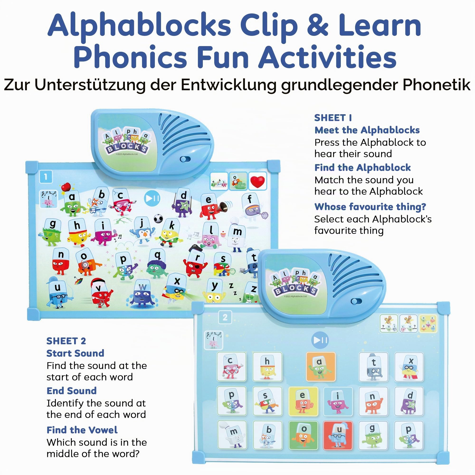 Alphablocks AN25 Clip Phonics Fun Toy-Learn Letter Sounds, Master The Alphabet, Make Words, Reading Skills-Perfect for Interactive Play and Child Development, Features 10 Games, 3+ Years