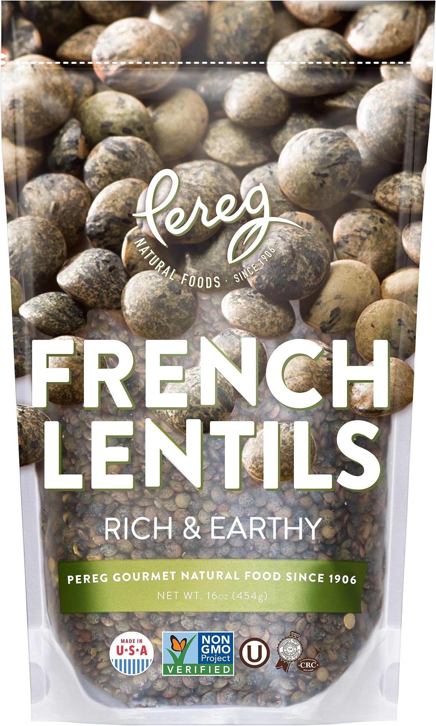 Pereg Du Puy French Green Lentils (16 Oz) - Lentil Beans Dry - Non-GMO & Additive Free - Ideal for Stews, Indian Curries, Tacos & Soups - Vegan Diet-Friendly - High In Protein & Fiber