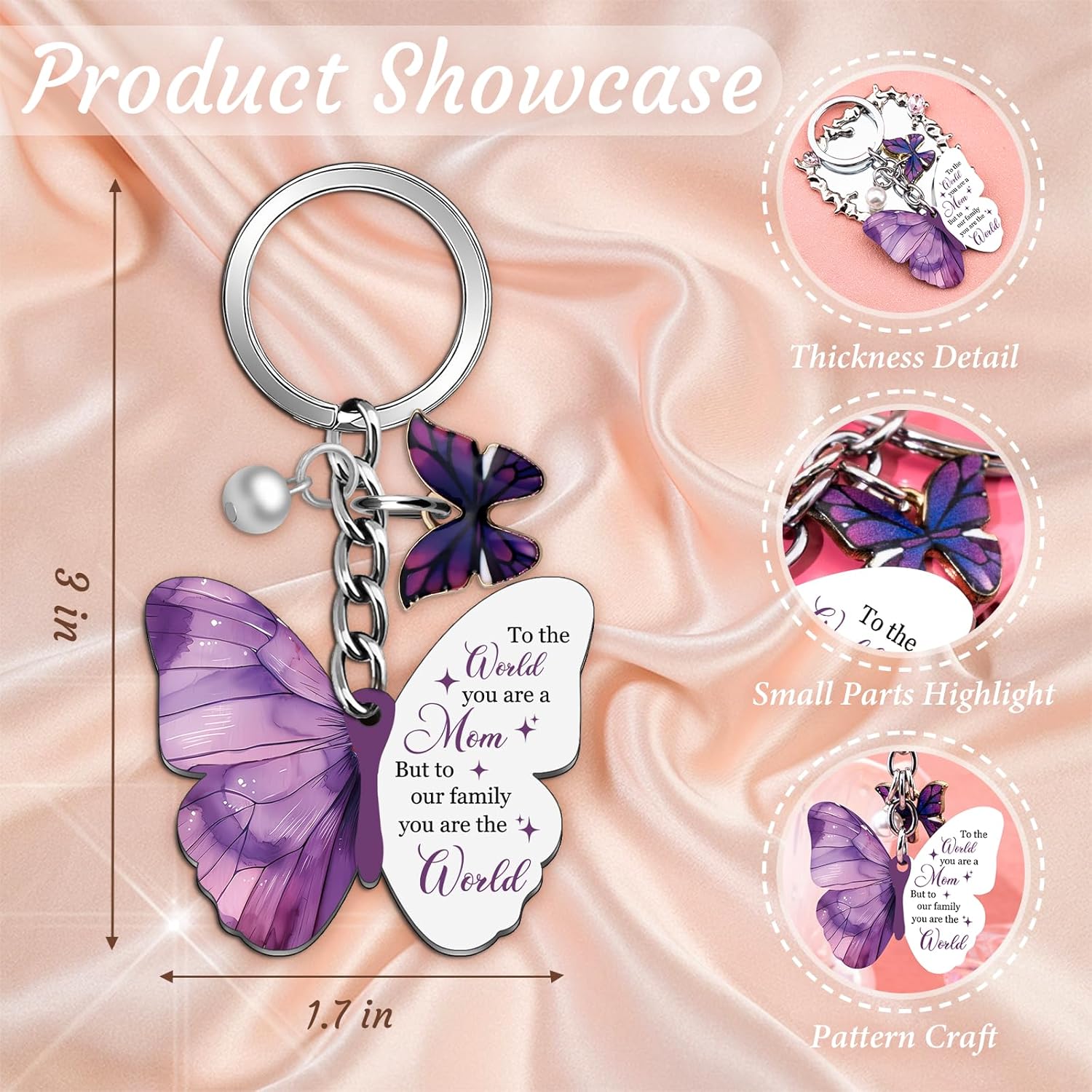 Mom Keychain Best Mom Ever Gifts Moms Birthday Gifts from Daughter Son Best Moms Keychain Valentines Day Mothers Day Gift for Mama Purple Butterfly Gift for Mother - Image 5
