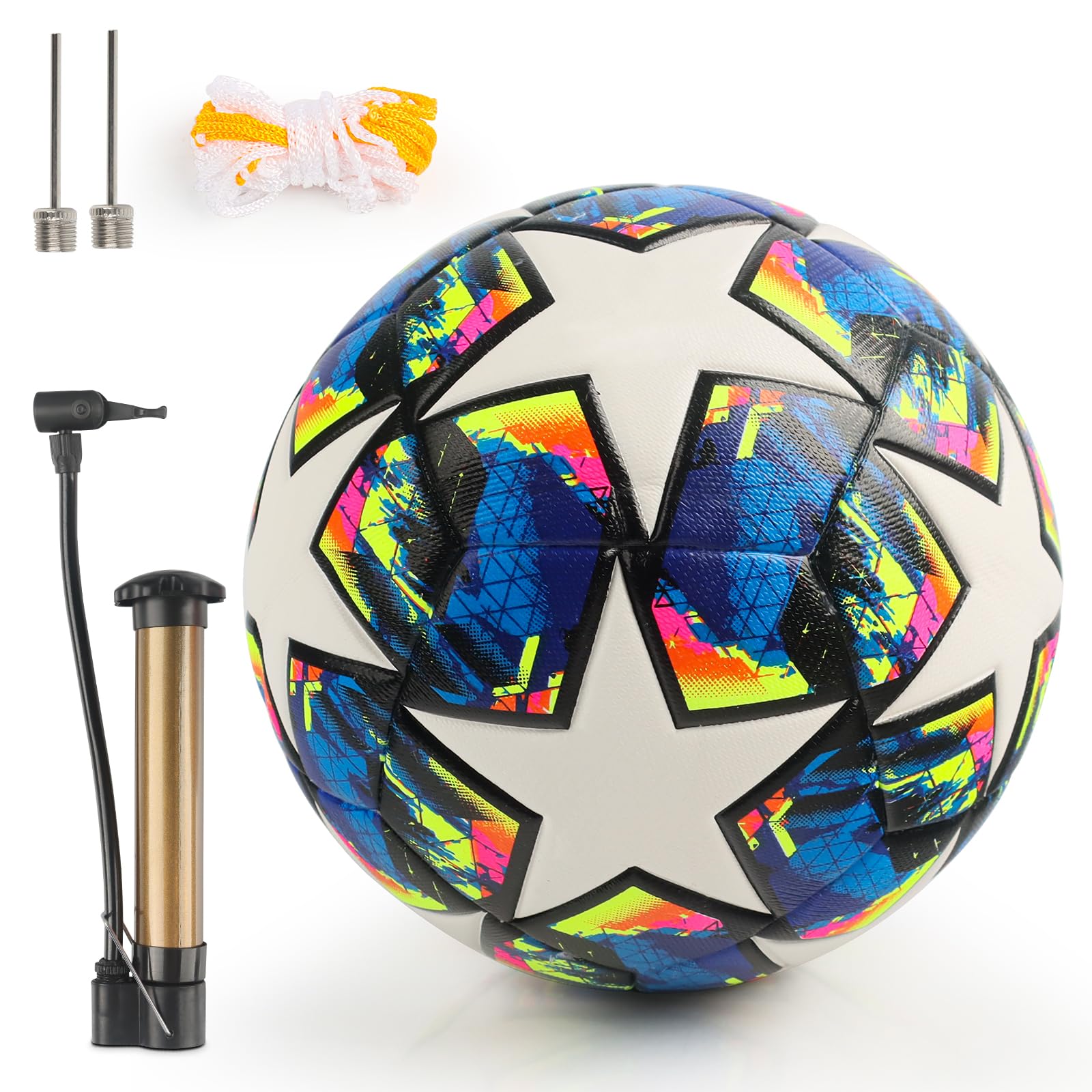 Balón de Fútbol Champions Tamaño 5 con Bomba, Agujas y Bolsa de Red