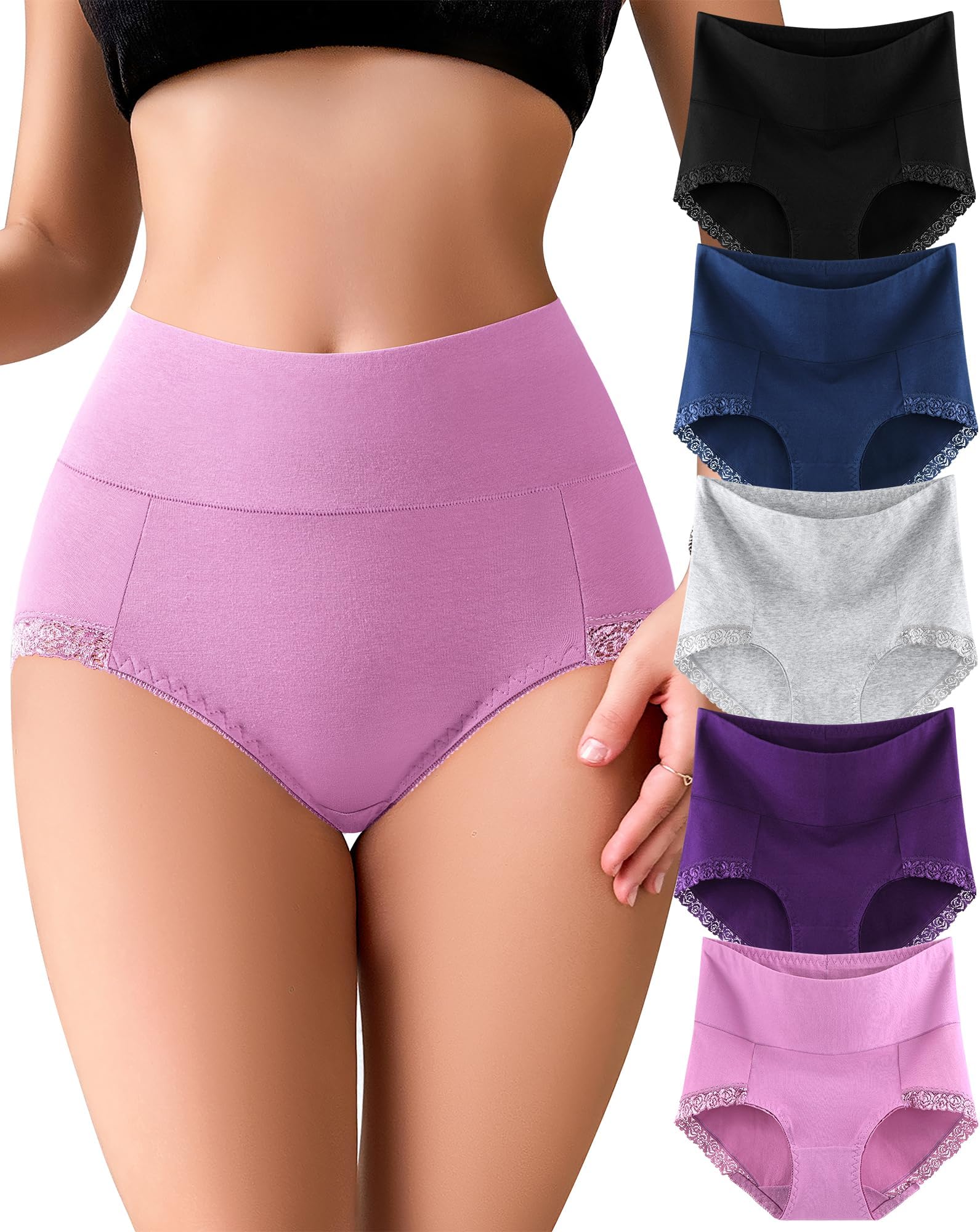 Womens Cotton Underwear High Waisted Panties Soft Stretch Full Coverage Postpartum Ladies Briefs Multi Pack