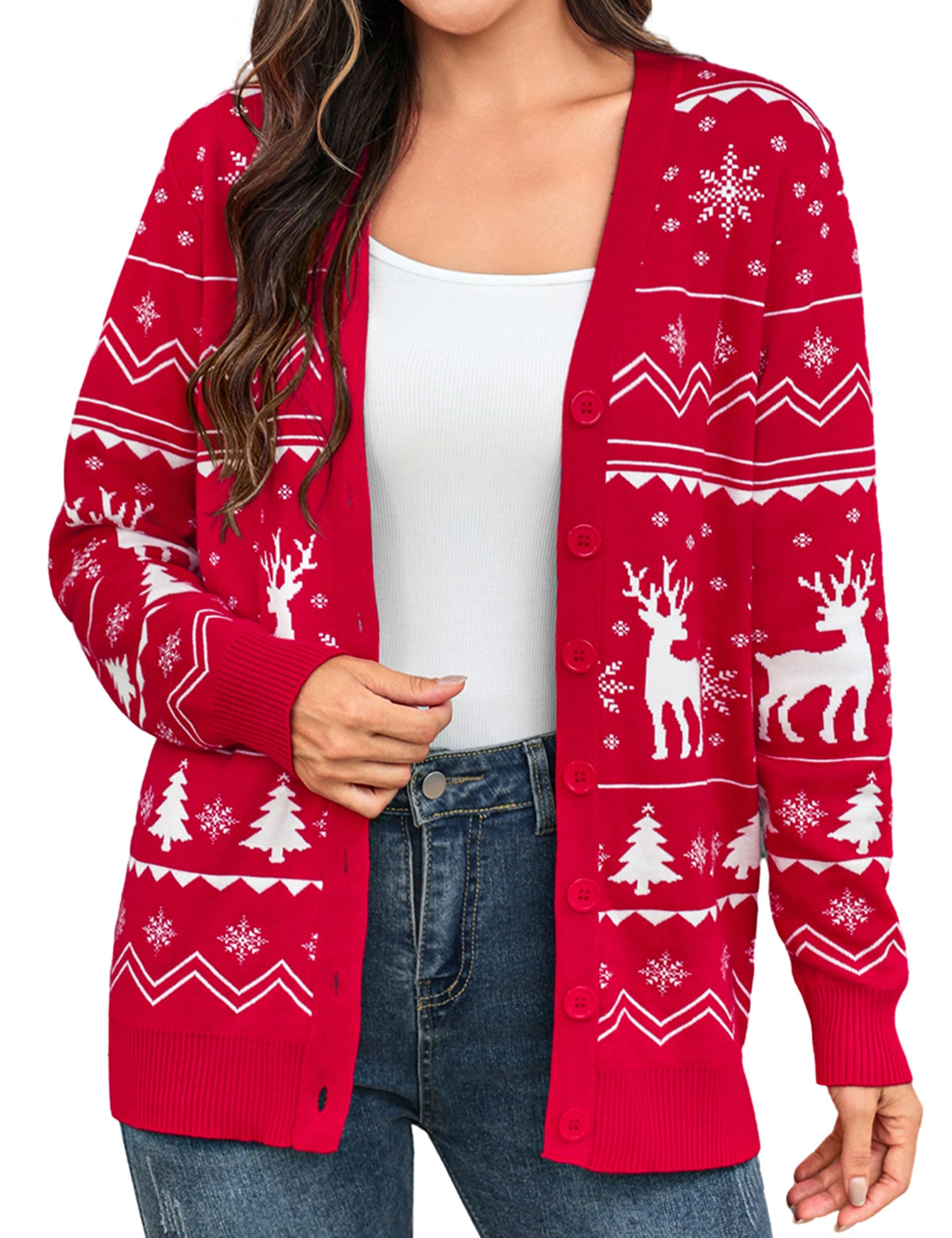 Totatuit Womens Button Down Cardigan Long Sleeve Casual Crewneck Knit Cardigans Sweater Tops