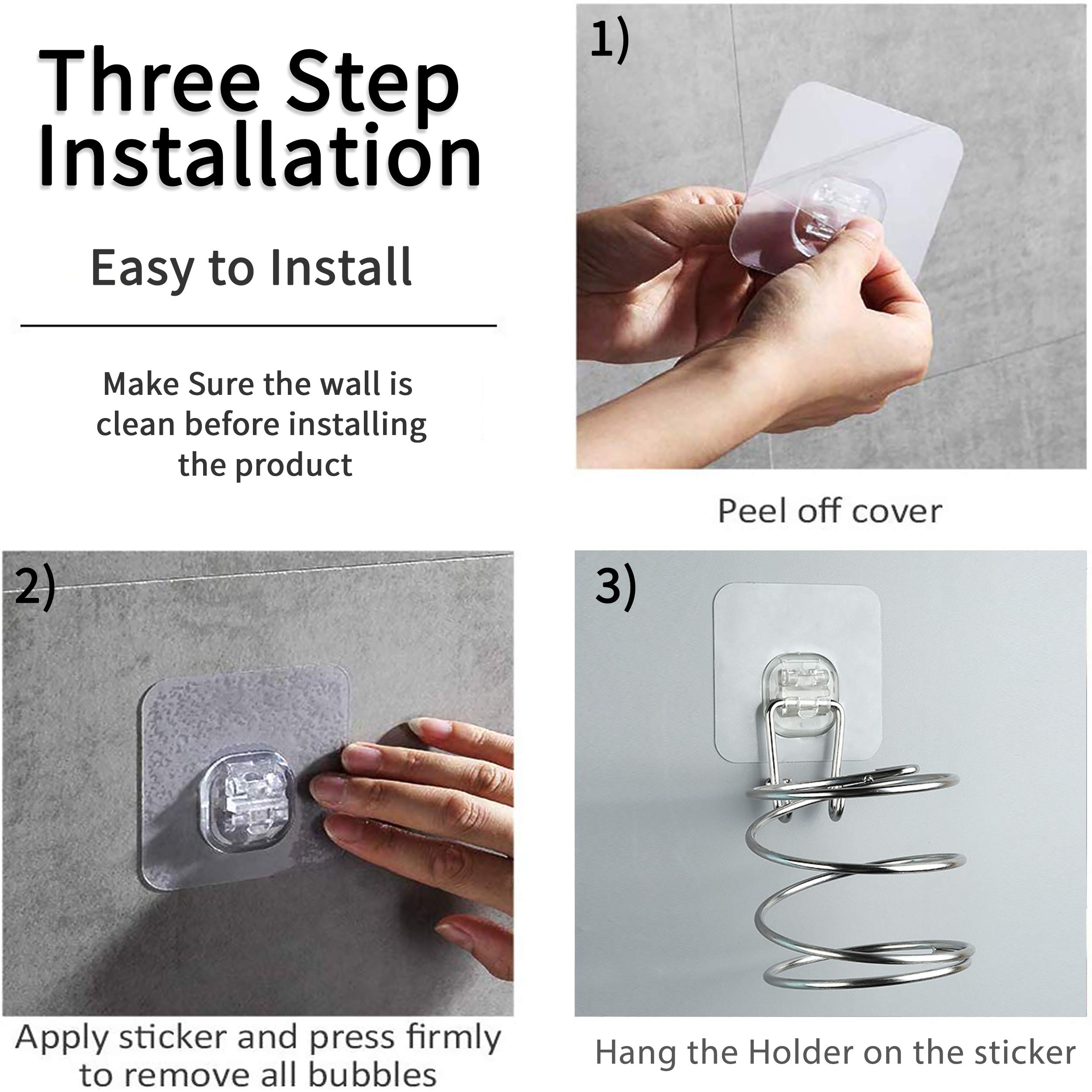 HOKIPO Hair Dryer Holder - Wall Mount Organizer -5