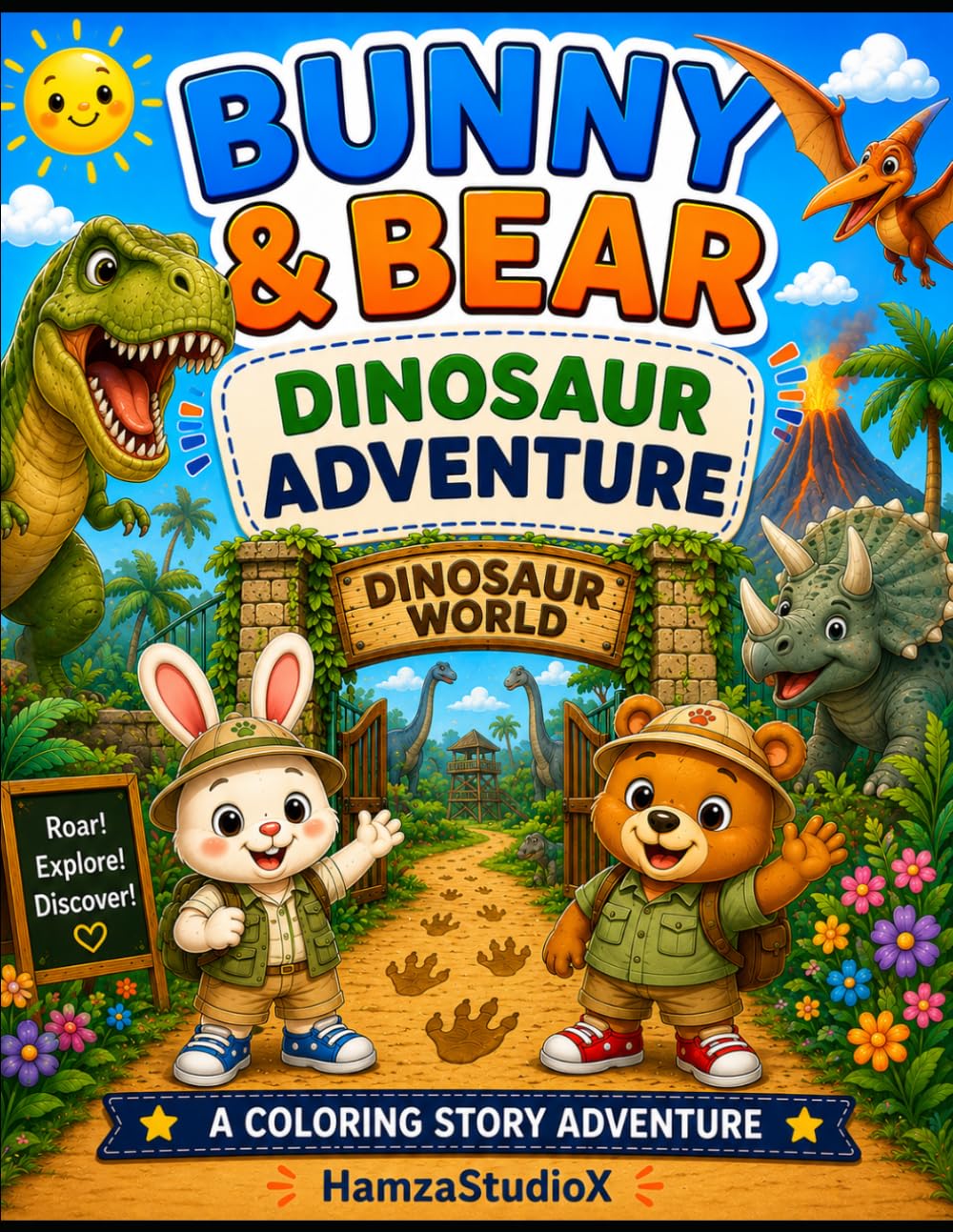 Bunny & Bear Dinosaur Adventure: A Fun Coloring Story About Dinosaurs, Discovery, and Adventure (Bunny & Bear Adventures)