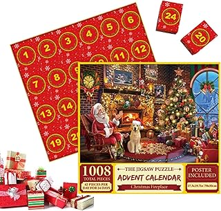 Christmas Jigsaw Calendar, Christmas Advent Calendar Puzzle, Jigsaw Calendar Puzzles for Adults, 24 Days Christmas Countdown Jigsaw Calendar, 1008 Pcs 2023 Christmas Advant Calendar for Adults Kids