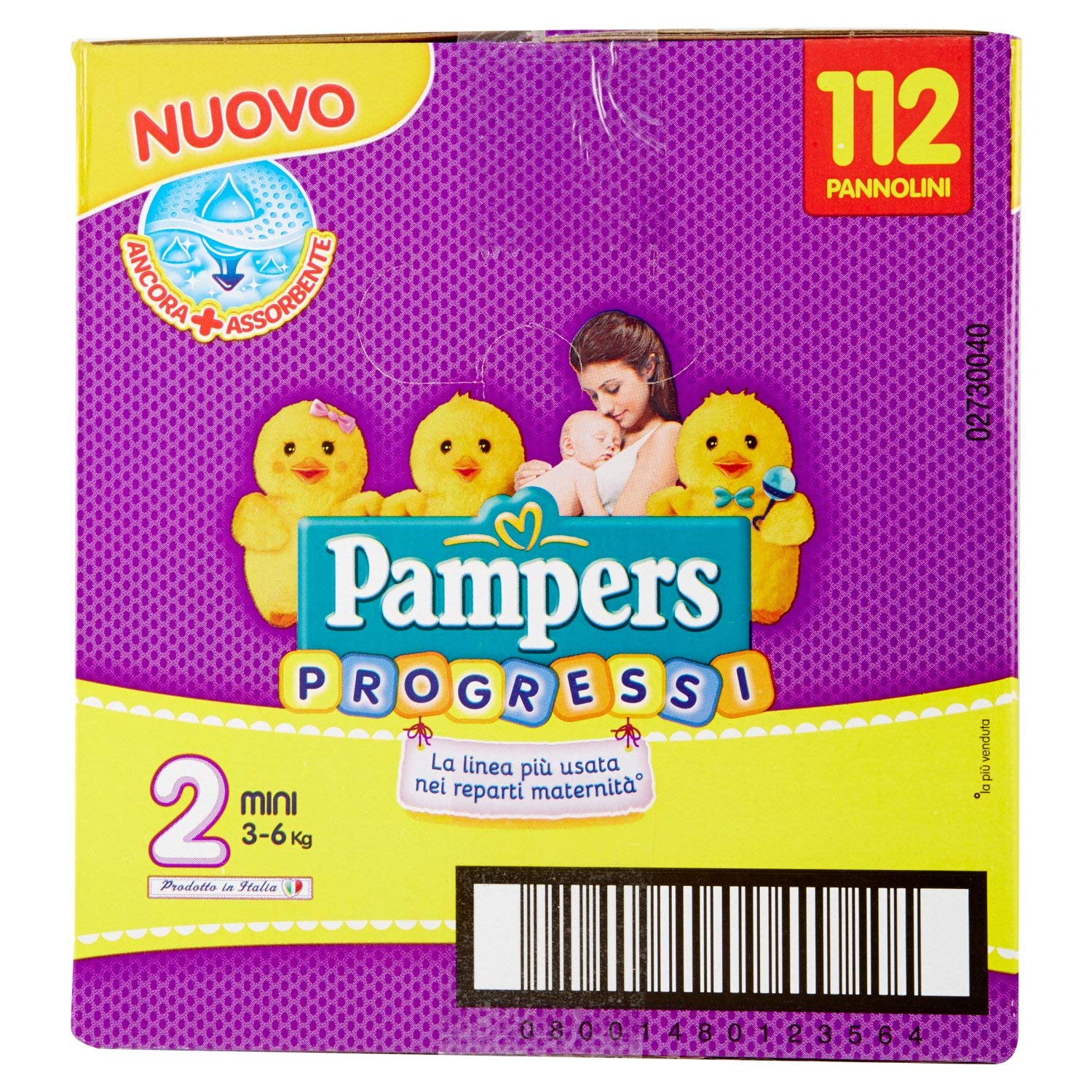 Pampers Progressi Pannolini Mini, Taglia 2 (3-6 kg) - Paco da 112 Pezzi
