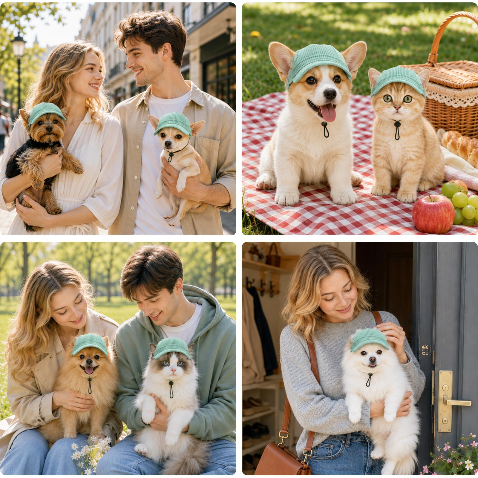 Hunde Cappy mit Ohrlöchern, Hundemütze & Hundecappi für Kleine Hunde und Katzen, Hunde Kappe Sonnenschutz, Sonnenhut Hund Klein mit Verstellbarem Kinnriemen, Dog Hat für Sommer Outdoor