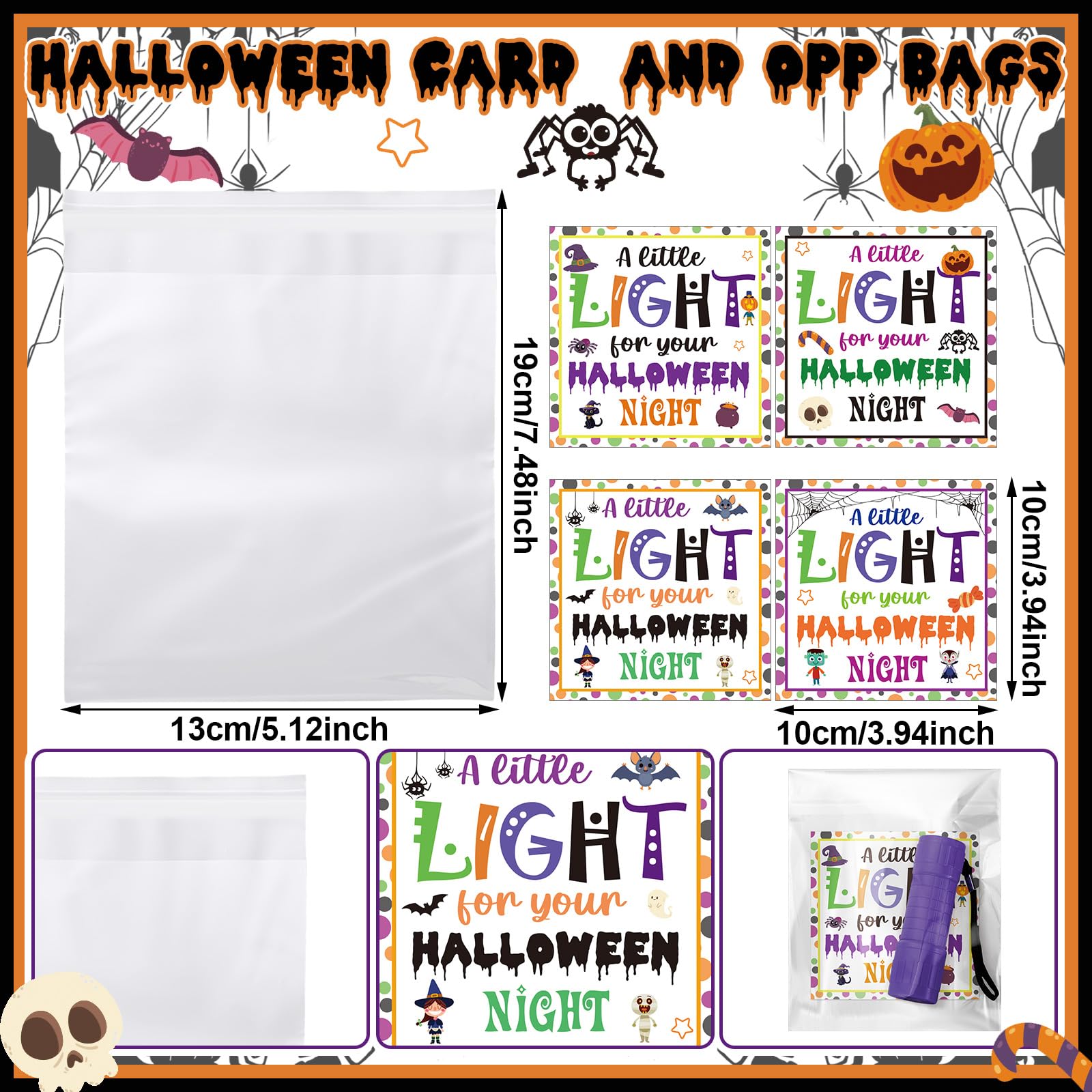 Flutesan 24 Sets Halloween Geschenke Bulk Taschenlampen Set mit ein wenig Licht für Halloween Nachtkarten 9 LED Handlichter mit OPP-Beutel für Gastgeschenke