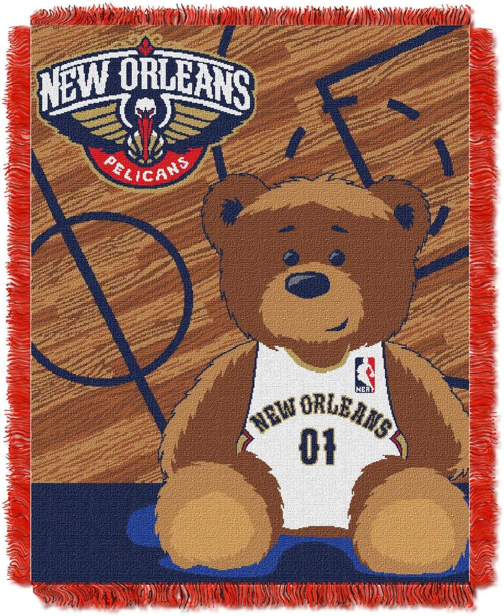 Northwest NBA New Orleans Pelicans Unisex-Baby Woven Jacquard Tapestry Throw Blanket, 36" x 46", Half Court