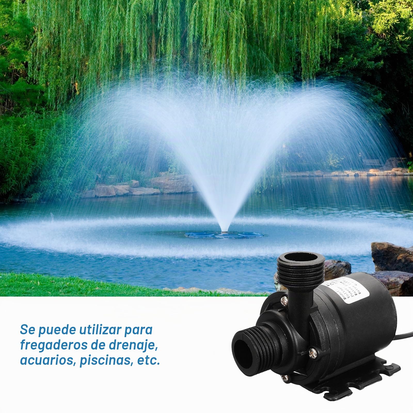 Bomba de agua de 12 V, bomba sumergible pequeña sin escobillas, bomba de agua 800 L/H 5 m para pozo, acuario, tanque de peces, sistema de circulación solar