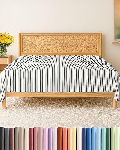 Miniatura 15 de Sábana encimera de bolsillo profundo, más suave que el algodón egipcio, 1 sábana encimera para colchón tamaño matrimonial 01-Blanco