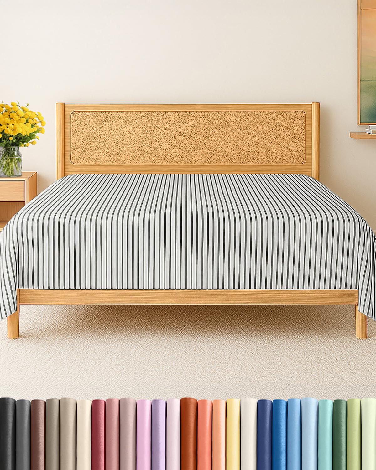 Twin XL Size Flat Sheet - Hotel Quality Top Flat Bed Sheet Only - Ultra-Soft, Comfy, Breathable & Cooling - Fade & Wrinkle Free - Easy-Care, Stain &