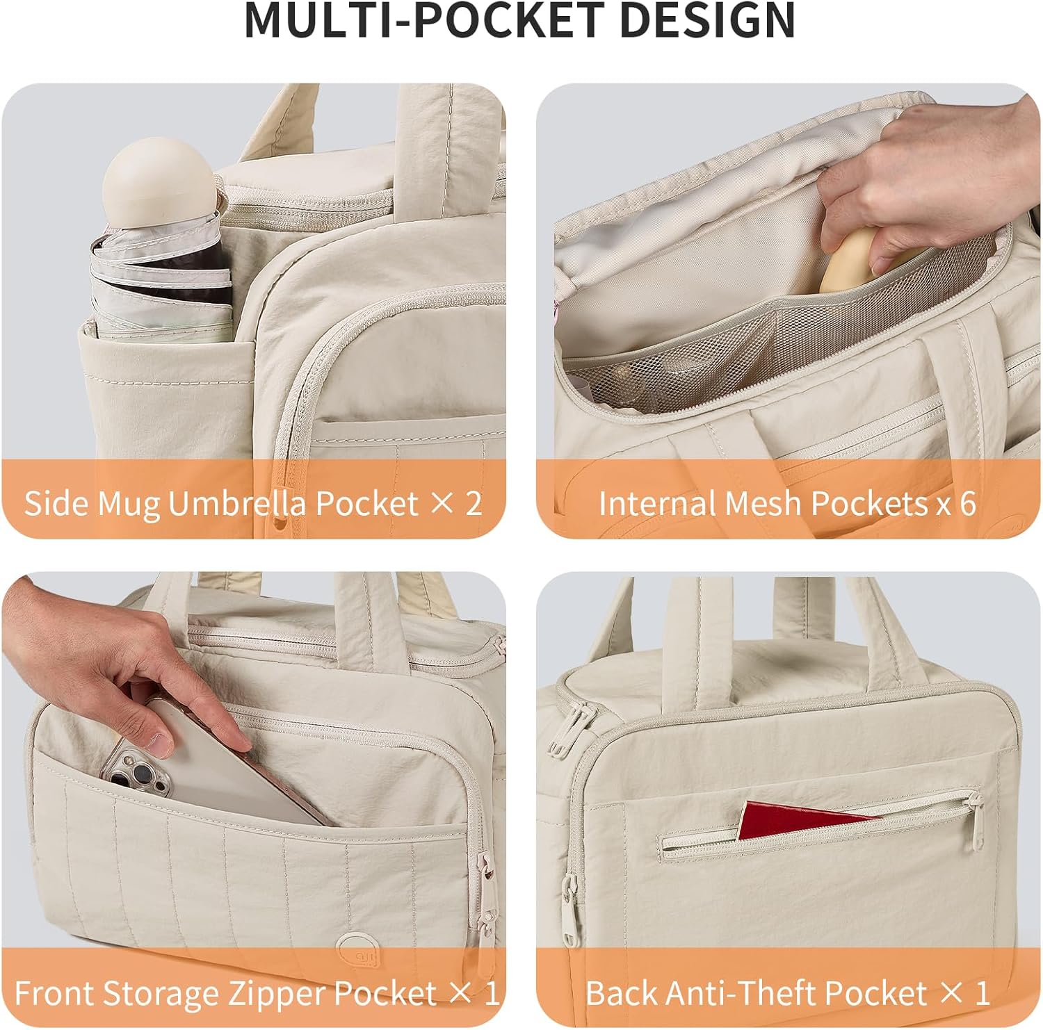 Travel Toiletry Bag for Women, Lightweight Large Wide-open Makeup Bag with Luggage Trolley Strap, Water-resistant Multiple Pockets for Accessories,Essentials, Toiletries, Blush Beige