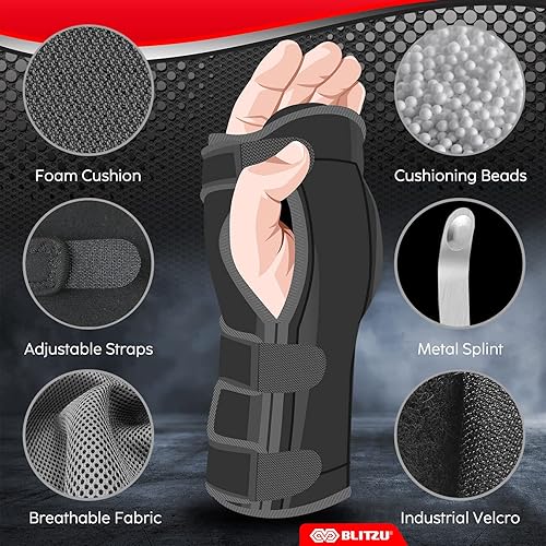 Miniatura 6 de Muñequera para túnel carpiano, soporte nocturno con estabilizador de férula y cojín de palma, ajustable y se adapta a ambas manos, ayuda a aliviar