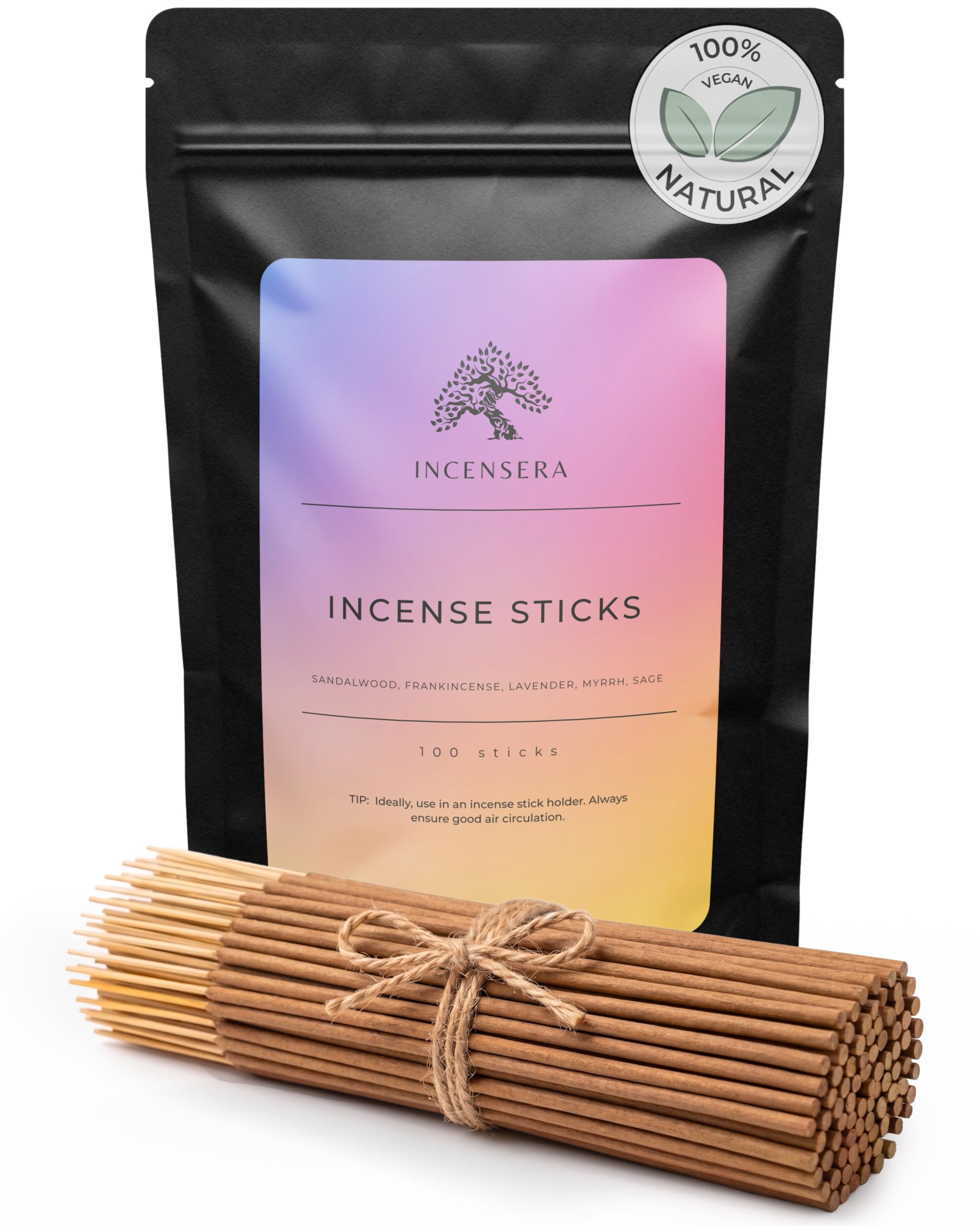 Incensera Incense Sticks Set – 100 Sticks 5x20, Natural Aromatic Incense — image 1