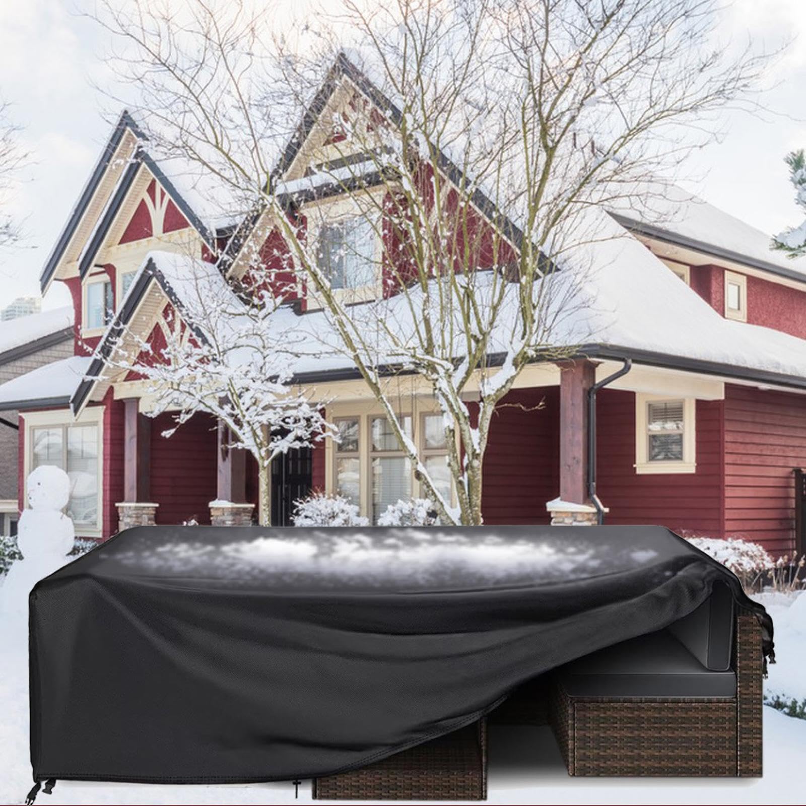 HOLEILUCK Housse Protection Table De Jardin Exterieur 310x265x90cm Housse Salon De Jardin Exterieur 600d Oxford Impermeable Anti-UV Résistant Au Froid Coupe-Vent