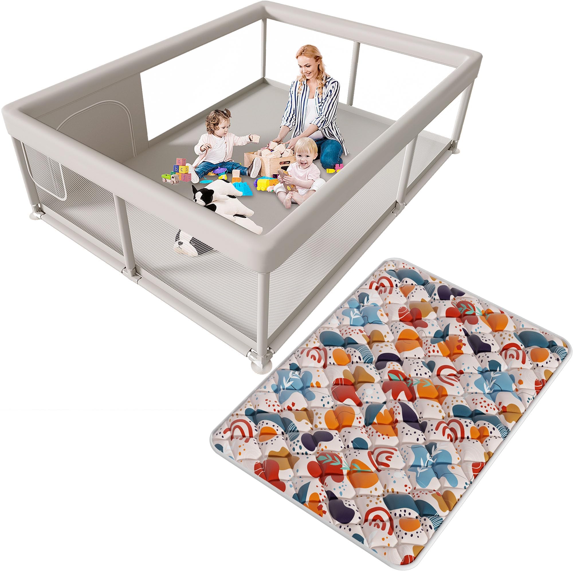 Amazon.com : Hiaksedt 65 x 50 Inch Baby Playpen with Mat, PlayPen