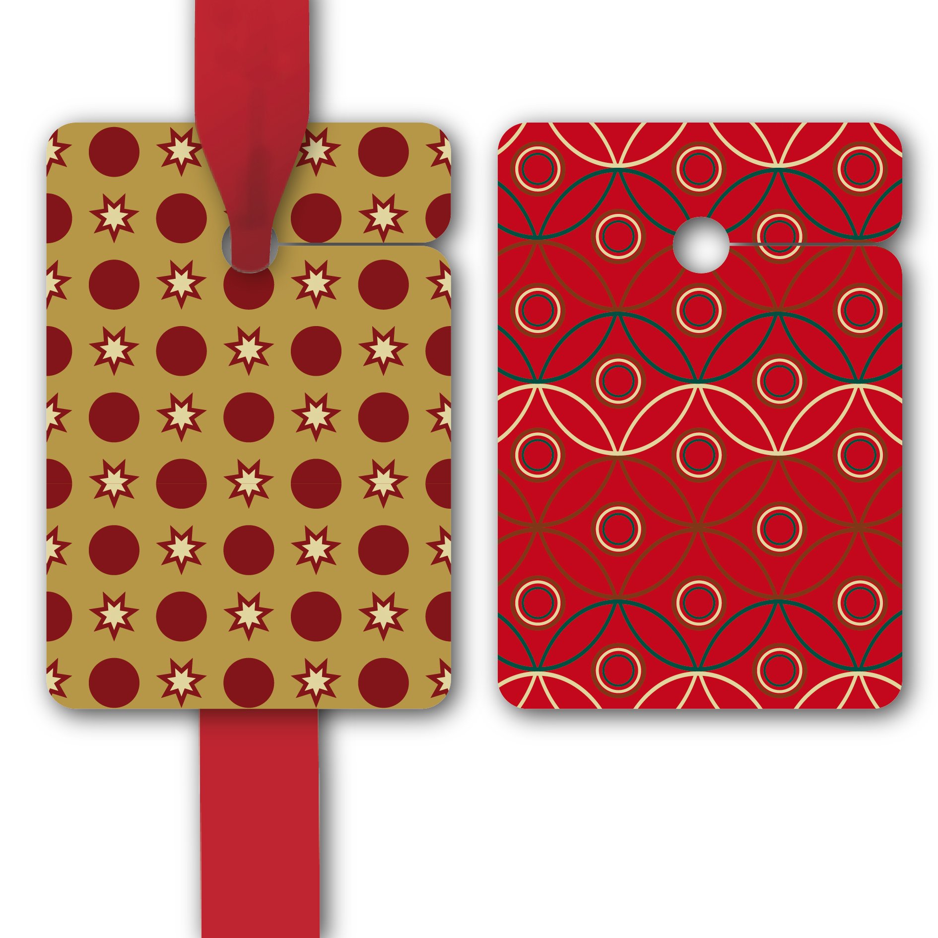 Weihnachts Geschenk Anhänger | Papieranhänger | Geschenk Karten (64Stk) zu Weihnachten mit weihnachtlichem Muster