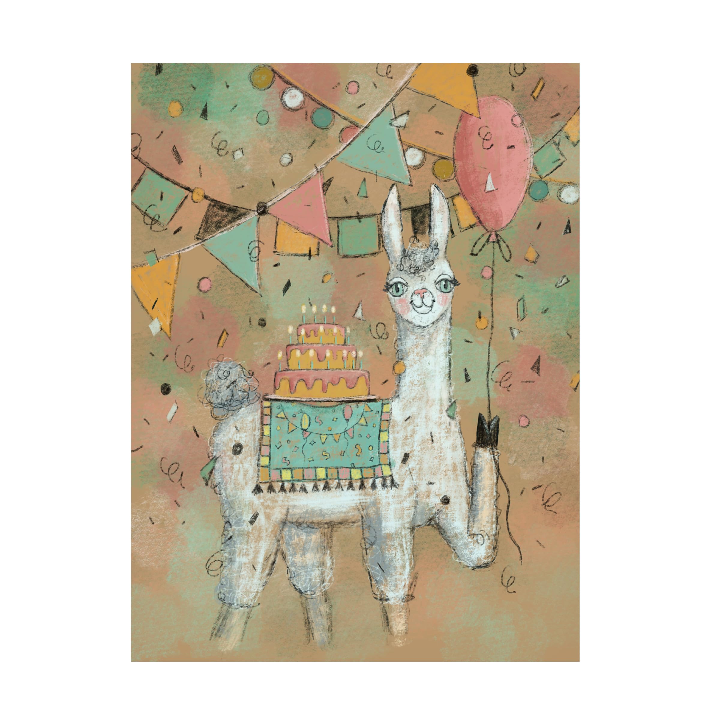 Trademark Fine Art Canvas Wall Art - Christine Rotolo Llama Birthday Wall Art for Living Room Bedroom or