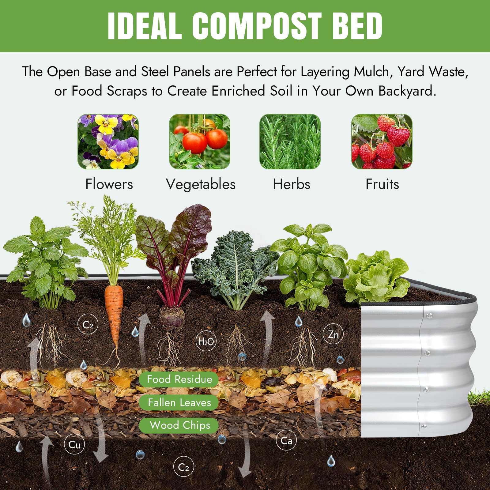 INNO STAGE Lot de 2 jardinières surélevées réglables en métal de 1,5 m pour cultiver des légumes, des herbes, des fleurs en acier - Argenté