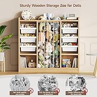 Vista 5 de ONBRILL Organizador de almacenamiento de juguetes con 6 contenedores de plástico extraíbles, almacenamiento de animales de peluche para niños