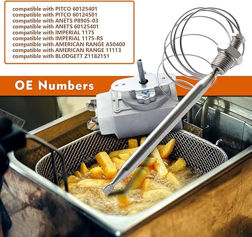 Miniatura 5 de 60125401 para freidora 1175 termostato compatible con freidora imperial, 1/4" rosca Mpt Stuff Box, RX-1-36 termostato compatible con Pitco, 200-400F