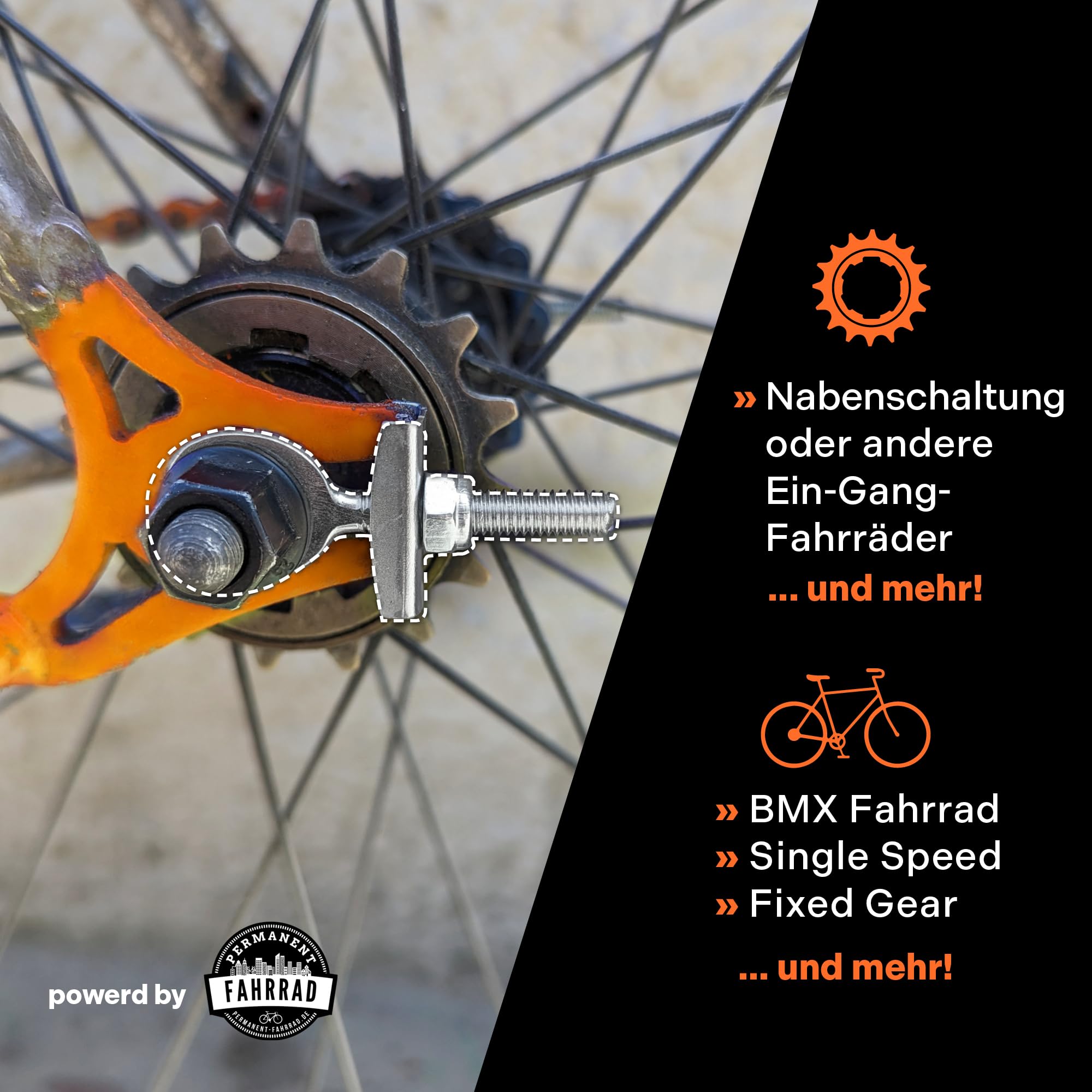 Sitrda Fahrradkettenspanner Aus Aluminiumlegierung – Schwarz, Für BMX & Fixie, 5,3 X 2,7 Cm