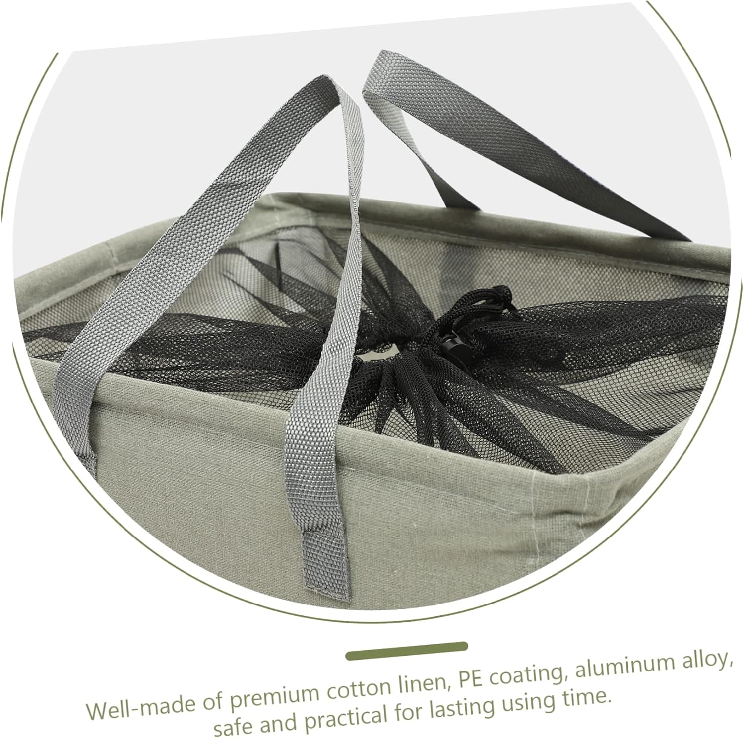 Foldable Laundry Hamper with Comfortable Handles Dustproof Cotton Linen Laundry Basket for Clothes and Storage Collapsible Square Organizer in Dark Gray for Dorm and Home Use