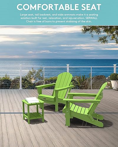 Miniatura 3 de SERWALL Juego de 2 sillas Adirondack plegables para patio, césped, jardín, exteriores, hoguera, manzana