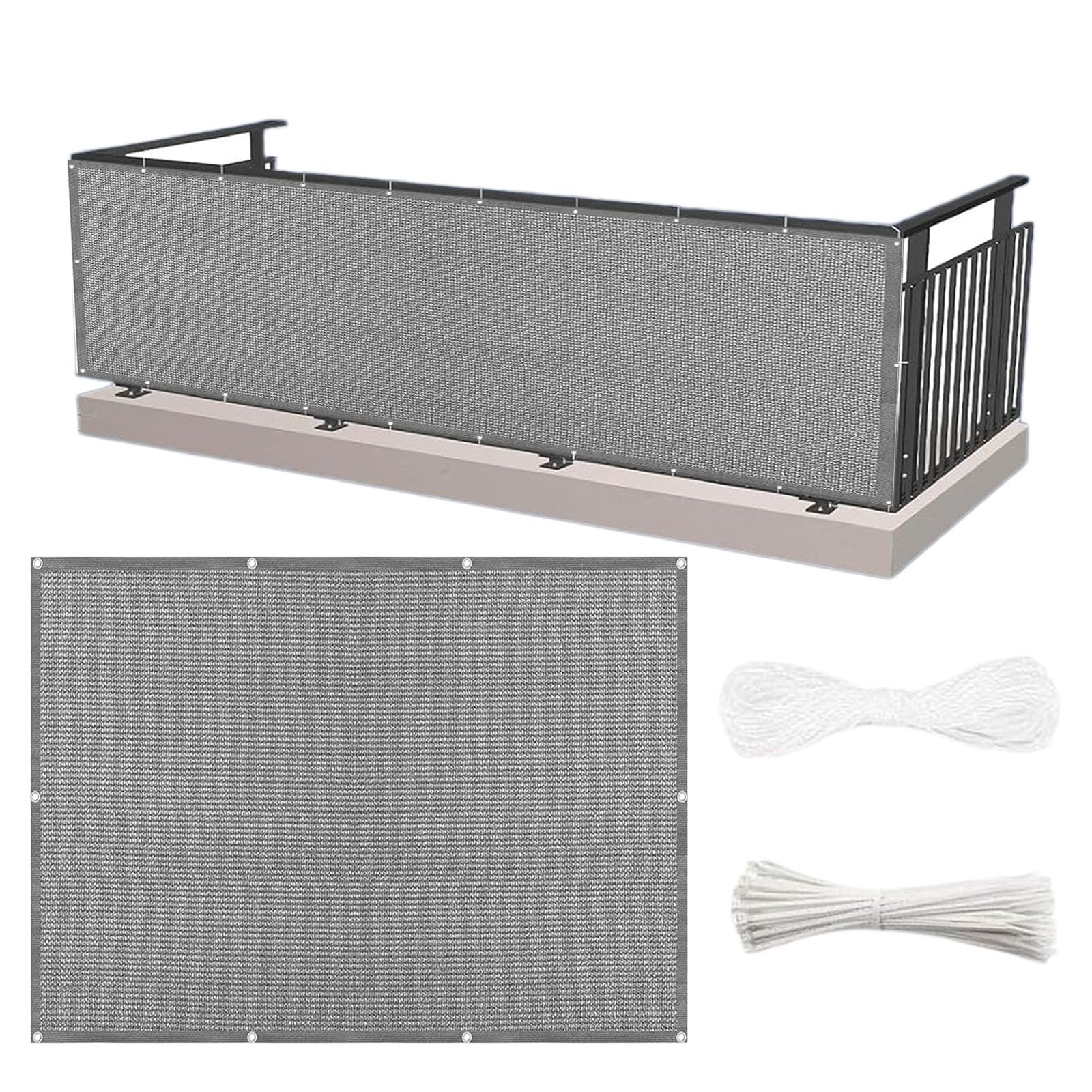 Brise vue balcon 210 x 220 cm gris opaque résistant pour jardin
