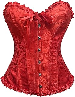 Corset Femme Bustier Sexy Top Lacets Gothique Dentelle Floral Vintage Corsets Grande Taille pour Halloween Carnaval Jeu de Rôle S-4XL