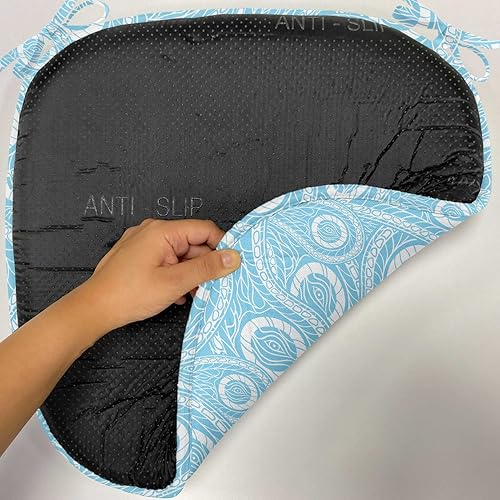 Vista 422 de Lunarable Orient - Juego de 6 cojines de asiento para silla, diseño de estrellas marroquíes, espirales y curvas abstractas, ilustración oriental