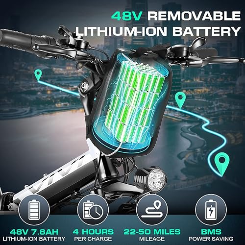 Miniatura 3 de Vivi Bicicleta eléctrica, bicicleta eléctrica de 26 pulgadas para adultos, bicicleta de montaña eléctrica plegable con motor de 500 W, batería de