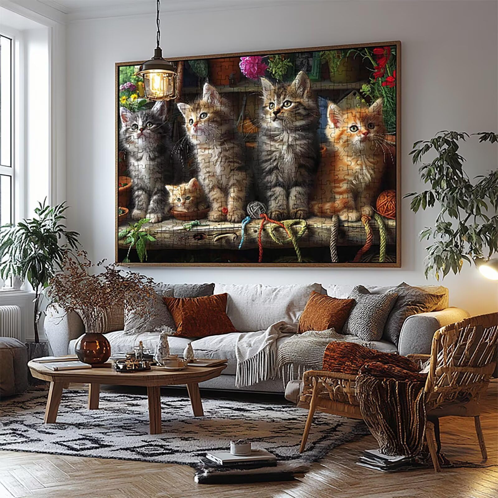 Puzzle 2000 Teile Katze Puzzle 2000 Teile Erwachsene Tier Holzpuzzle Erwachsene, Klassische Puzzle für Lehrreich Stress Abbauen als Frühlingsdeko Wohnzimmer Geschenke für Frauen 70 x 100Cm LZPT-03621