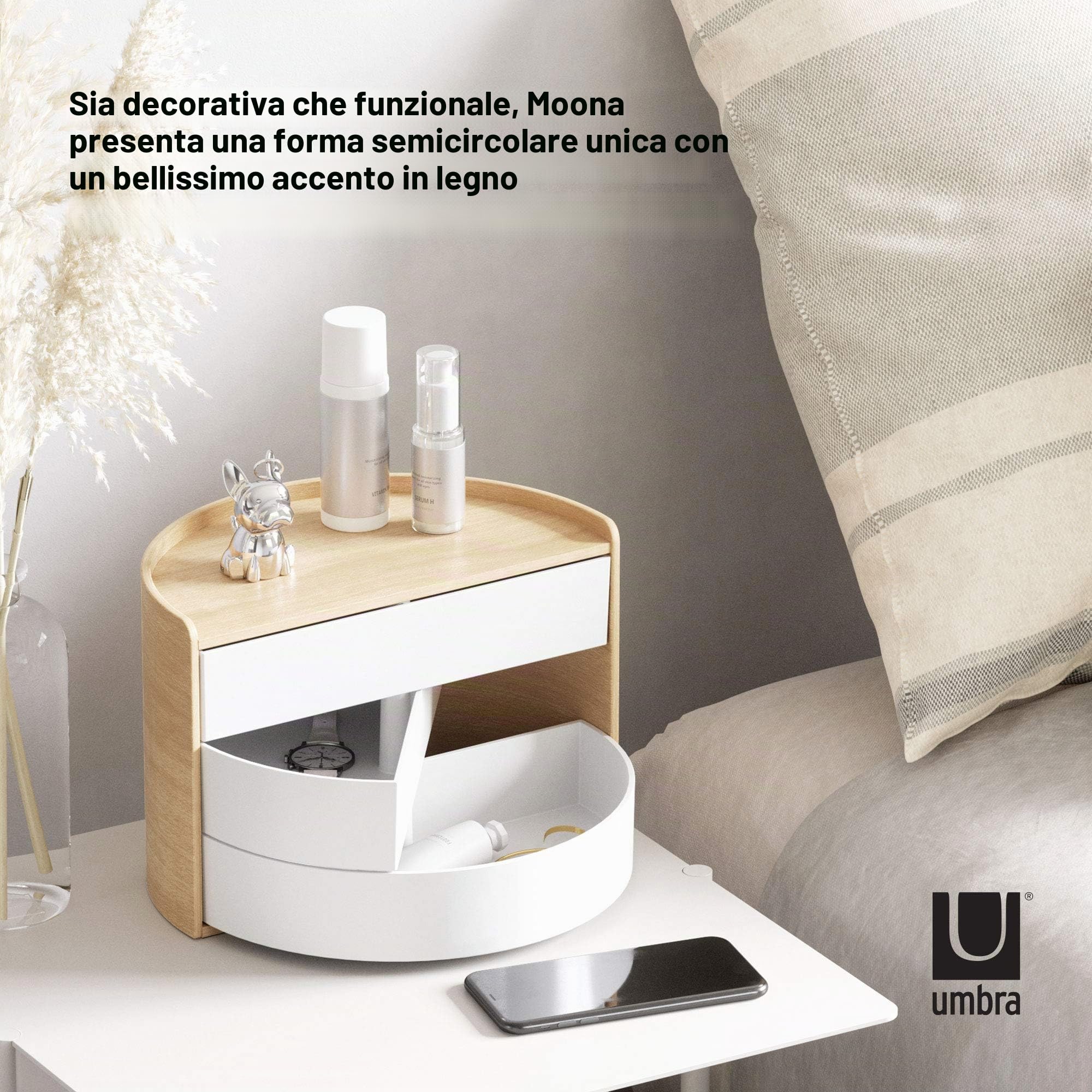 Umbra Moona Portagioie, Compensato, Bianco/naturale