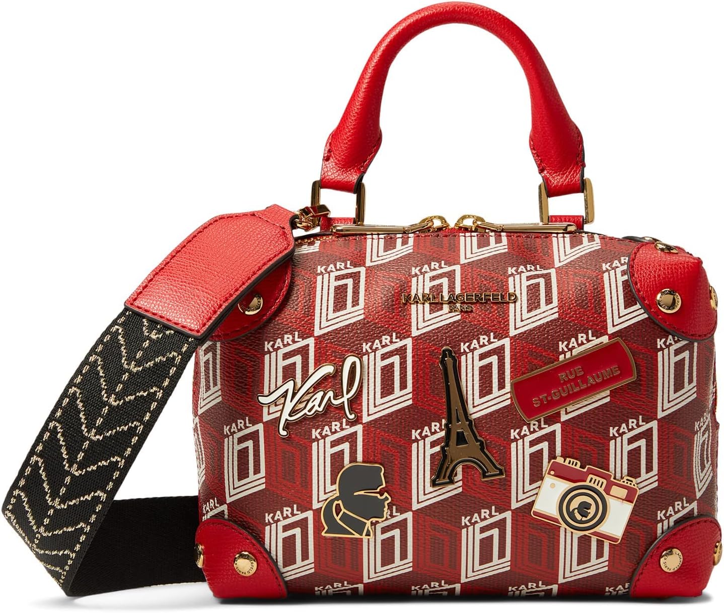 Karl Lagerfeld Paris Valette Crossbody Red Logo One Size Handbags